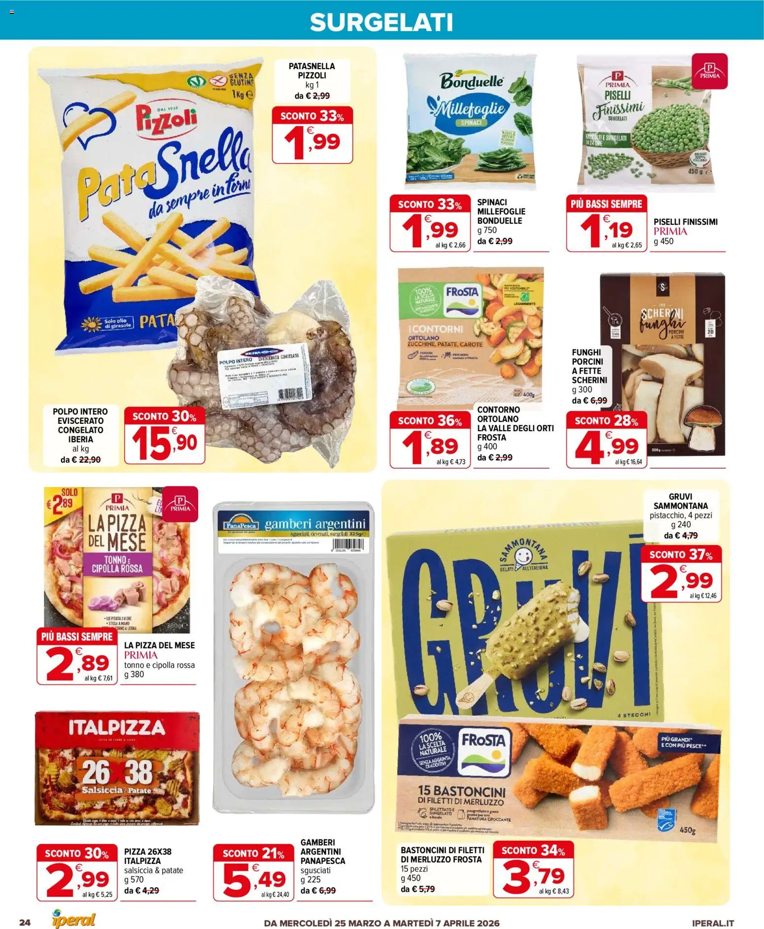 Volantino Iperal del 25.03.2026 | Pagina: 24 | Prodotti: Gamberi, Polpo, Carote, Piselli