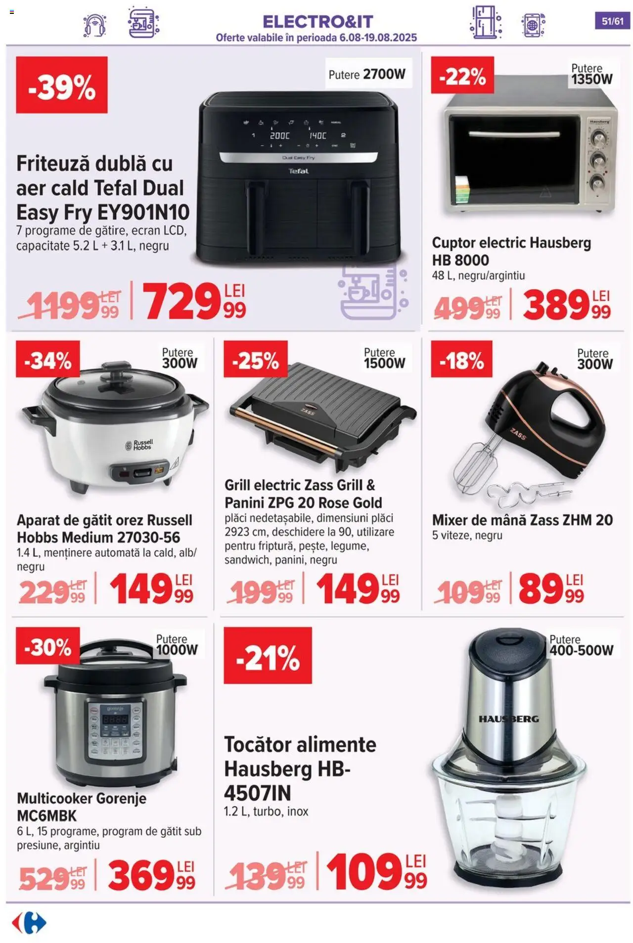 Catalog Carrefour – valabil de la 13.08.2025 | Pagină: 52 | Produse: Mixer, Friteuză, Tocător, Orez