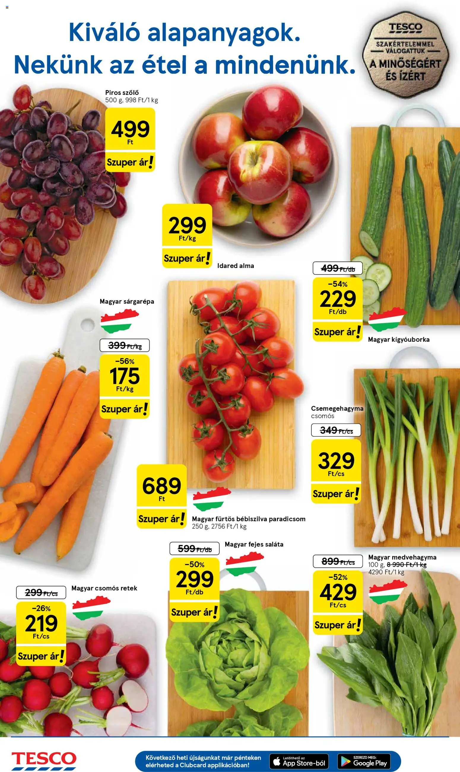 Tesco akciós ujság - amely érvényes a következő dátumtól: 31.03.2026 | Oldal: 2 | Termékek: Retek, Csemegehagyma, Paradicsom, Saláta