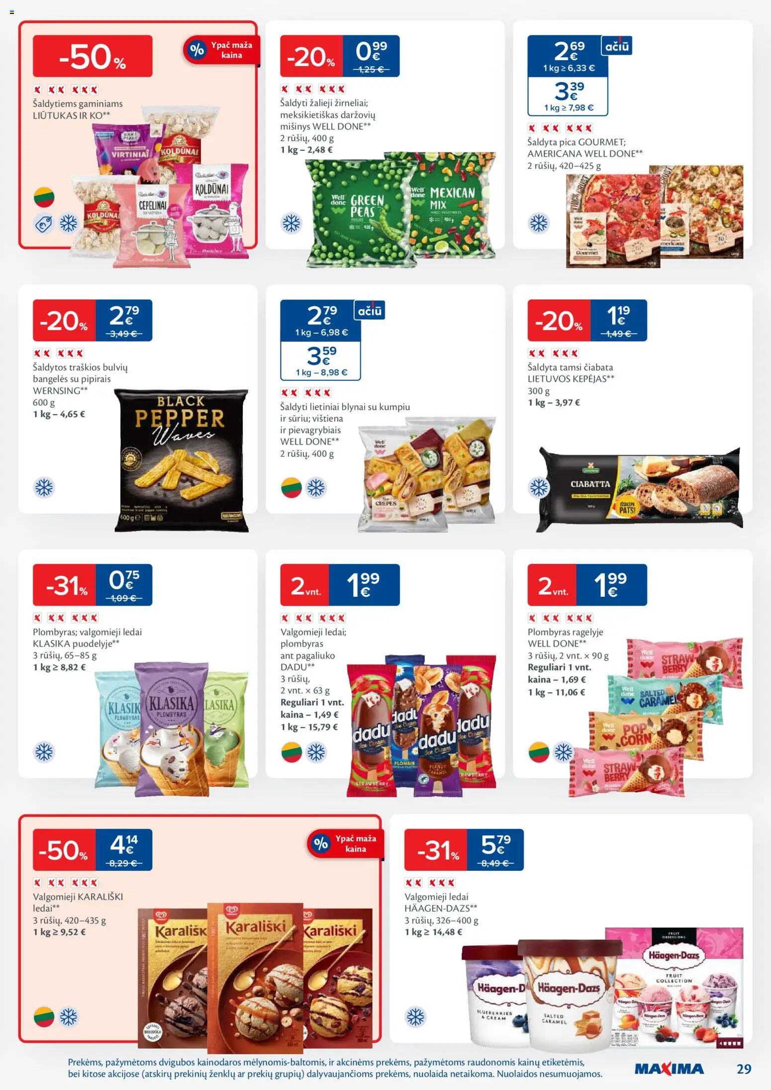 MAXIMA akcijos nuo 27.01.2026 | Puslapis: 29 | Prekių: Plombyras, Pica, Valgomieji ledai, Vištiena