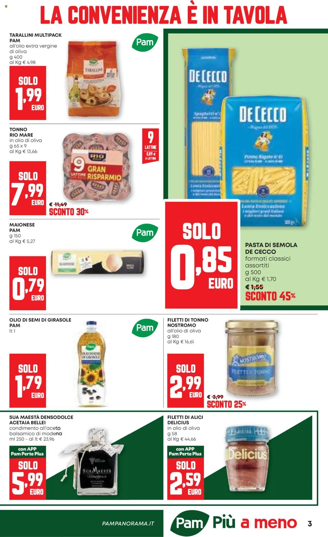 Volantino PAM del 21.08.2025 | Pagina: 3 | Prodotti: Olio, Tonno, Olio di semi di girasole, Alici