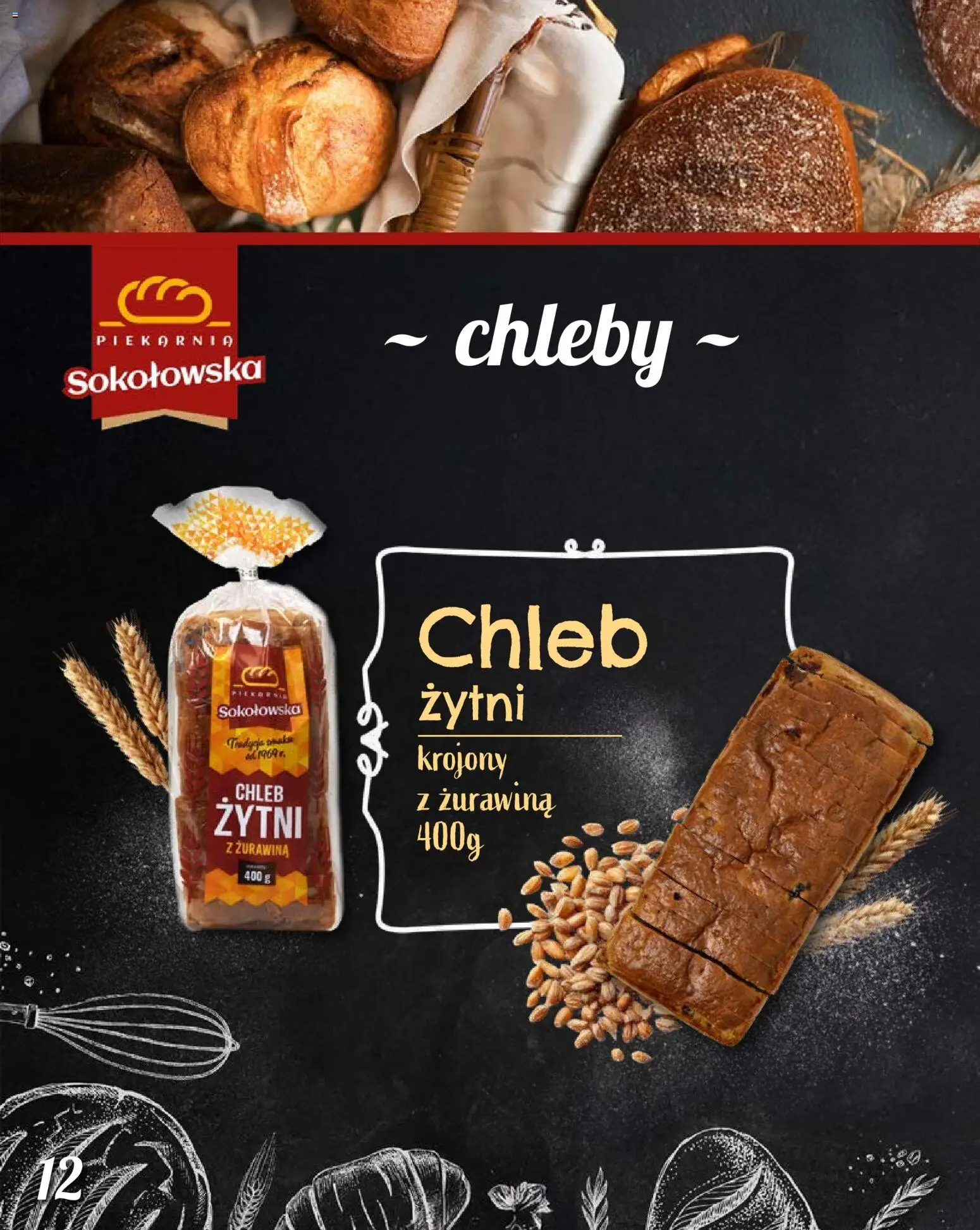Topaz Gazetka - Piekarnia Sokołowska od 01.02.2026 | Strona: 12 | Produkty: Chleb żytni, Piekarnia, Żurawina, Chleb