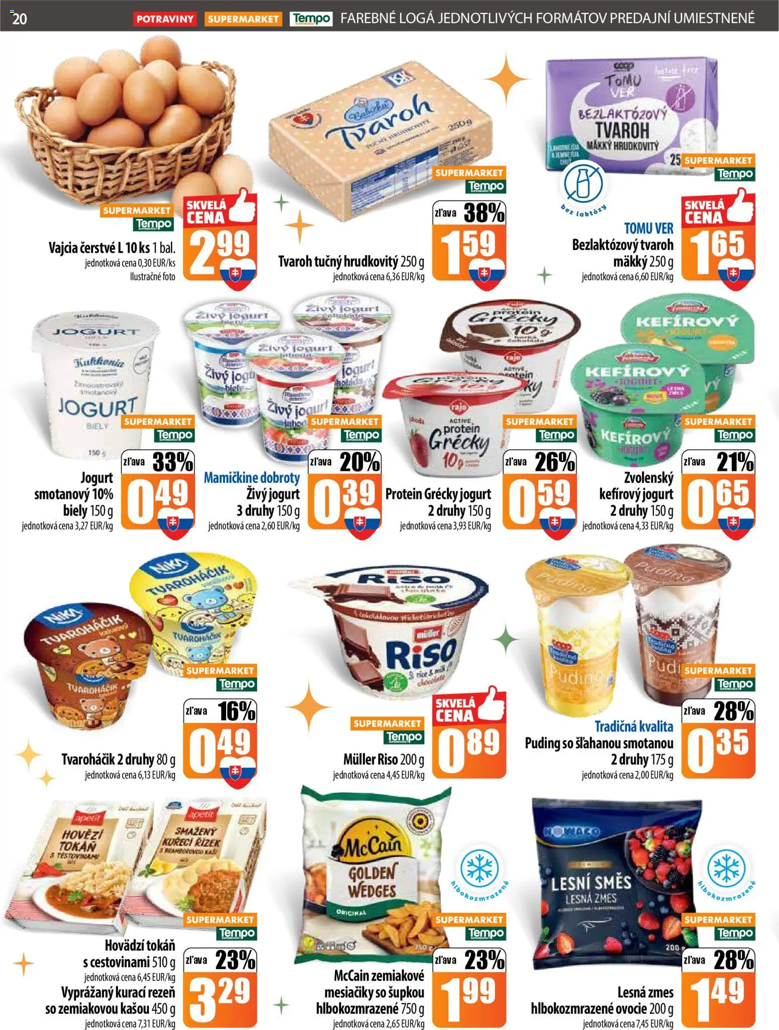 Nové COOP Jednota akcie – leták je platný od 11.12.2025 | Strana: 20 | Produkty: Jogurt, Grécky jogurt, Tvaroh, Ovocie