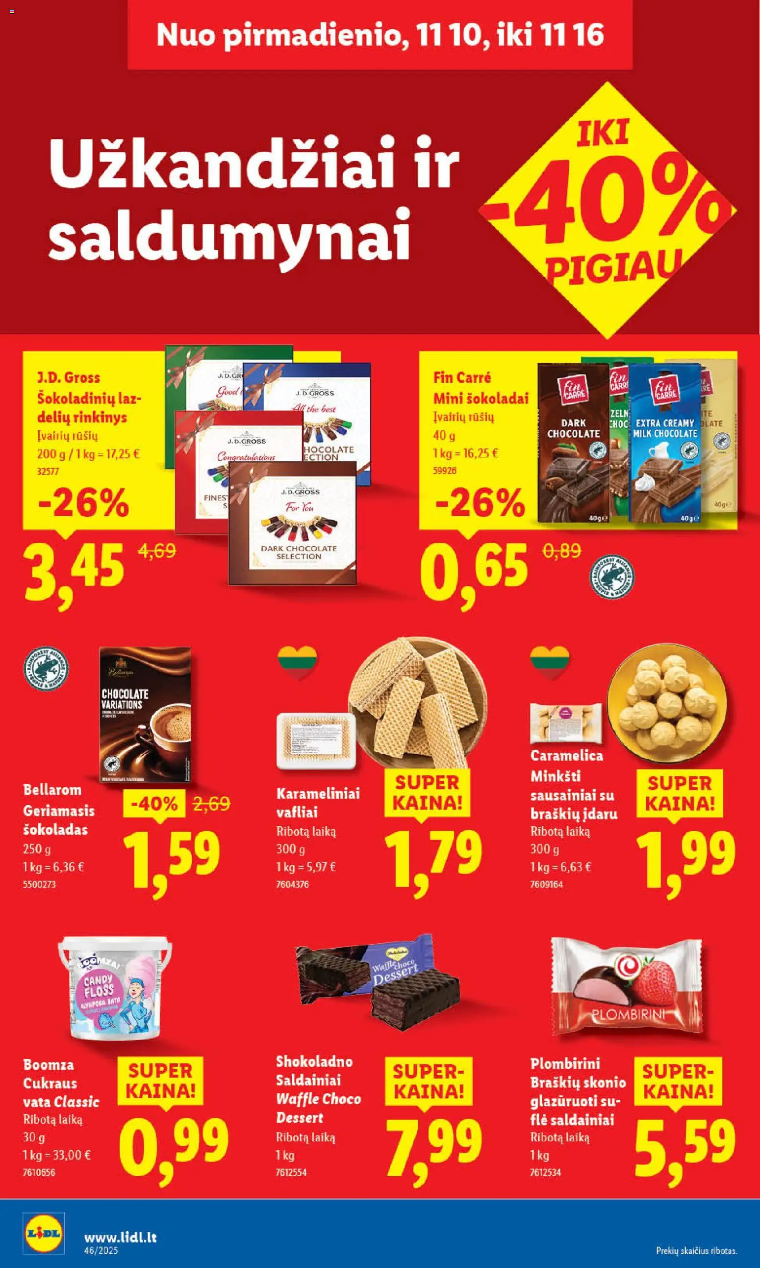 LIDL akcijos nuo 13.11.2025 | Puslapis: 40 | Prekių: Sausainiai, Šokoladas, Vafliai, Vata