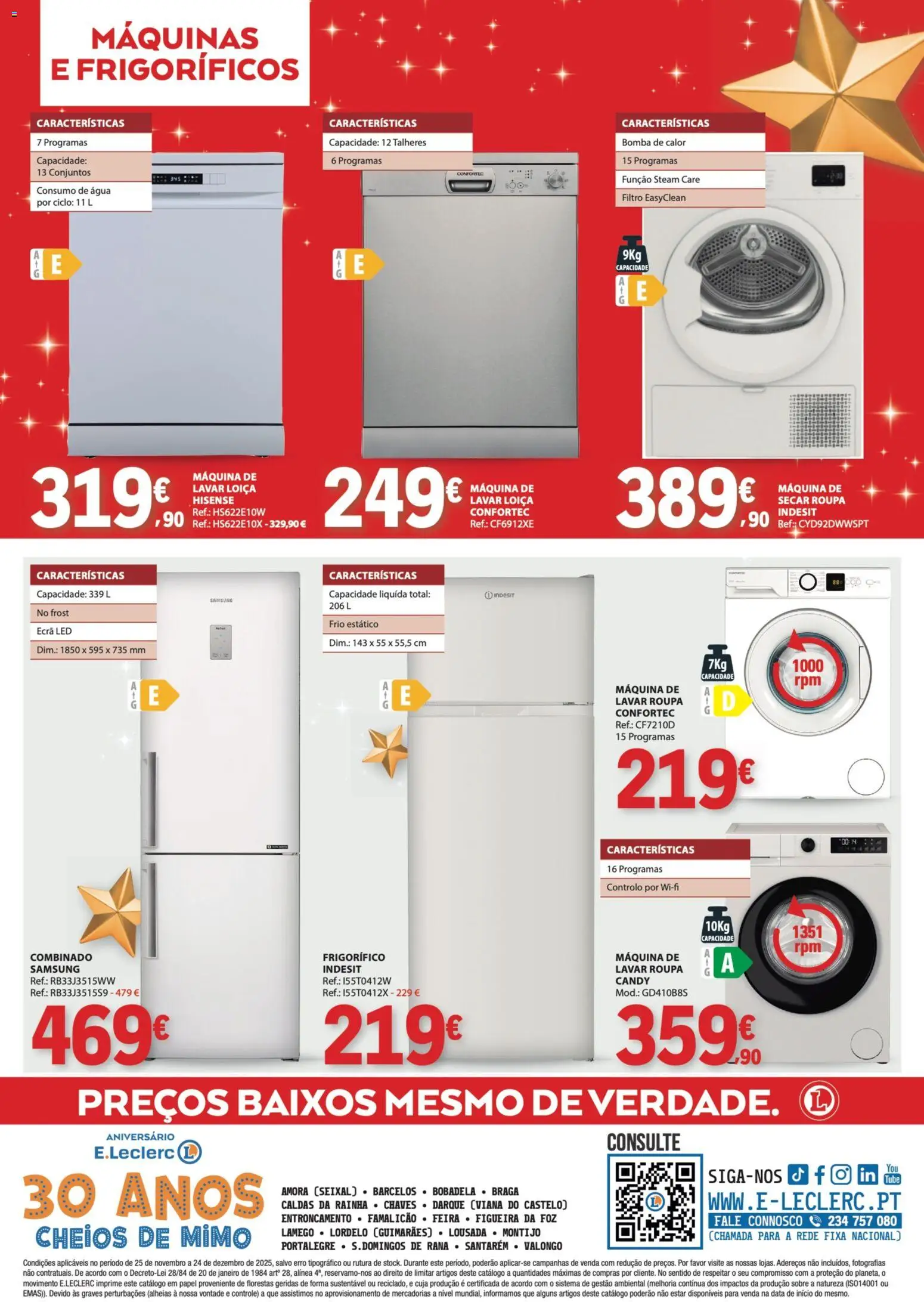 E.Leclerc folheto │ válido de 25.11.2025 | Página: 8 | Produtos: Agua, Frigorífico, Máquina de lavar, Talheres