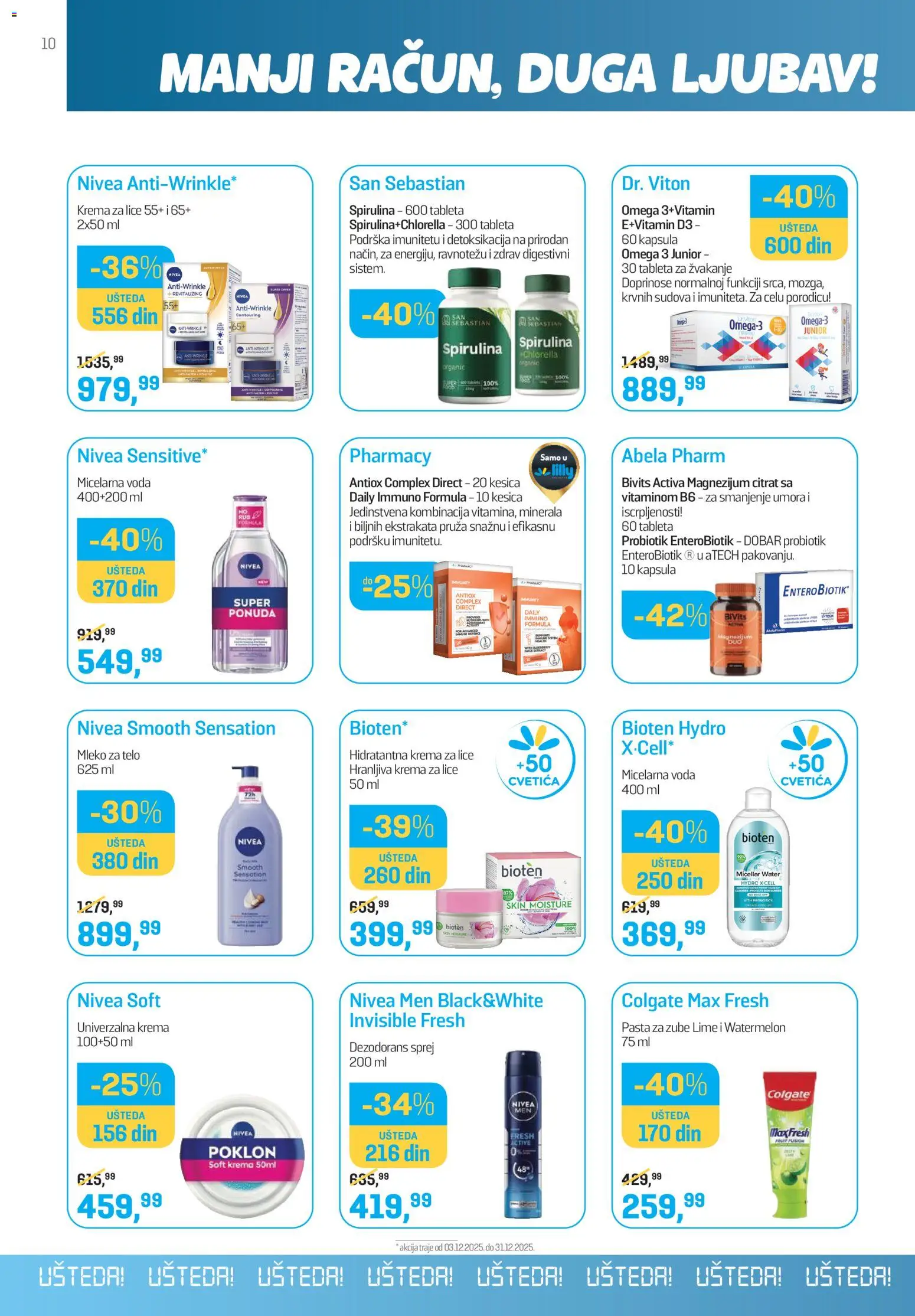 Lilly drogerie katalog - važi od 01.12.2025 | Strana: 10 | Proizvode: Colgate, Voda, Mleko za telo, Pasta za zube