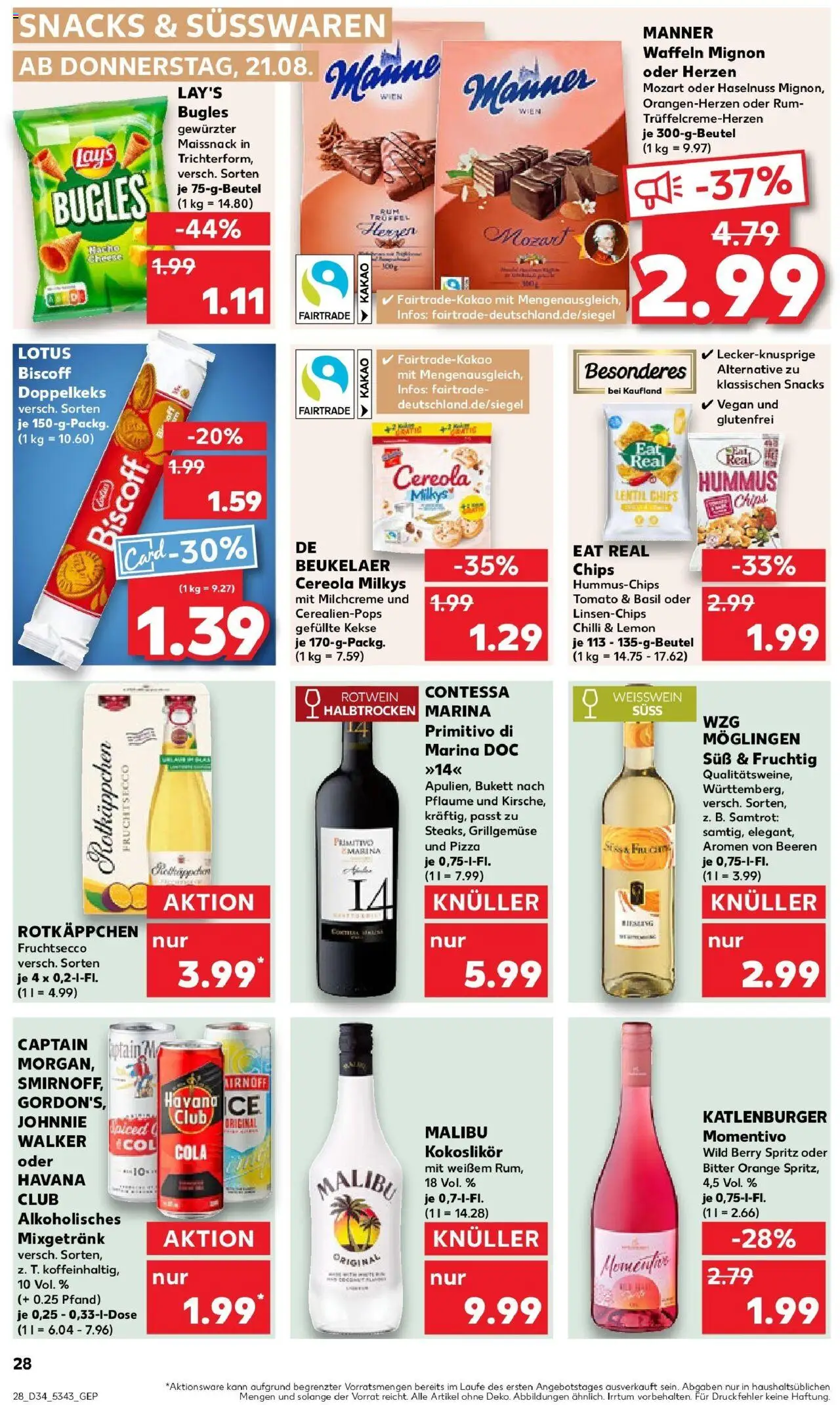 Kaufland prospekt Vöhringen	 - gültig ab dem 21.08.2025 | Seite: 28 | Produkte: Waffeln, Fruchtsecco, Rotkäppchen, Johnnie walker