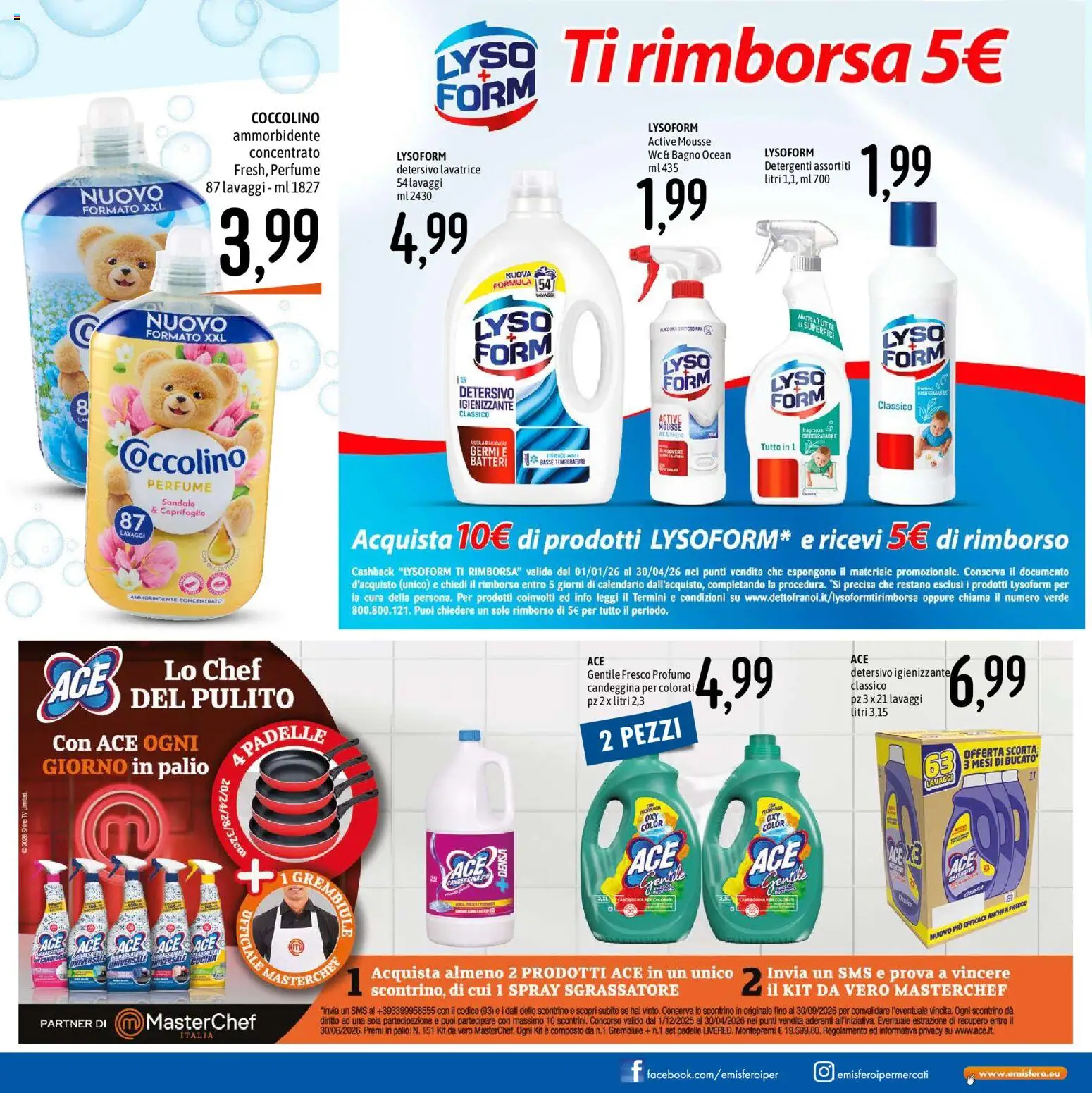 Volantino Emisfero del 09.04.2026 | Pagina: 17 | Prodotti: Candeggina, Lavatrice, TV, Grembiule