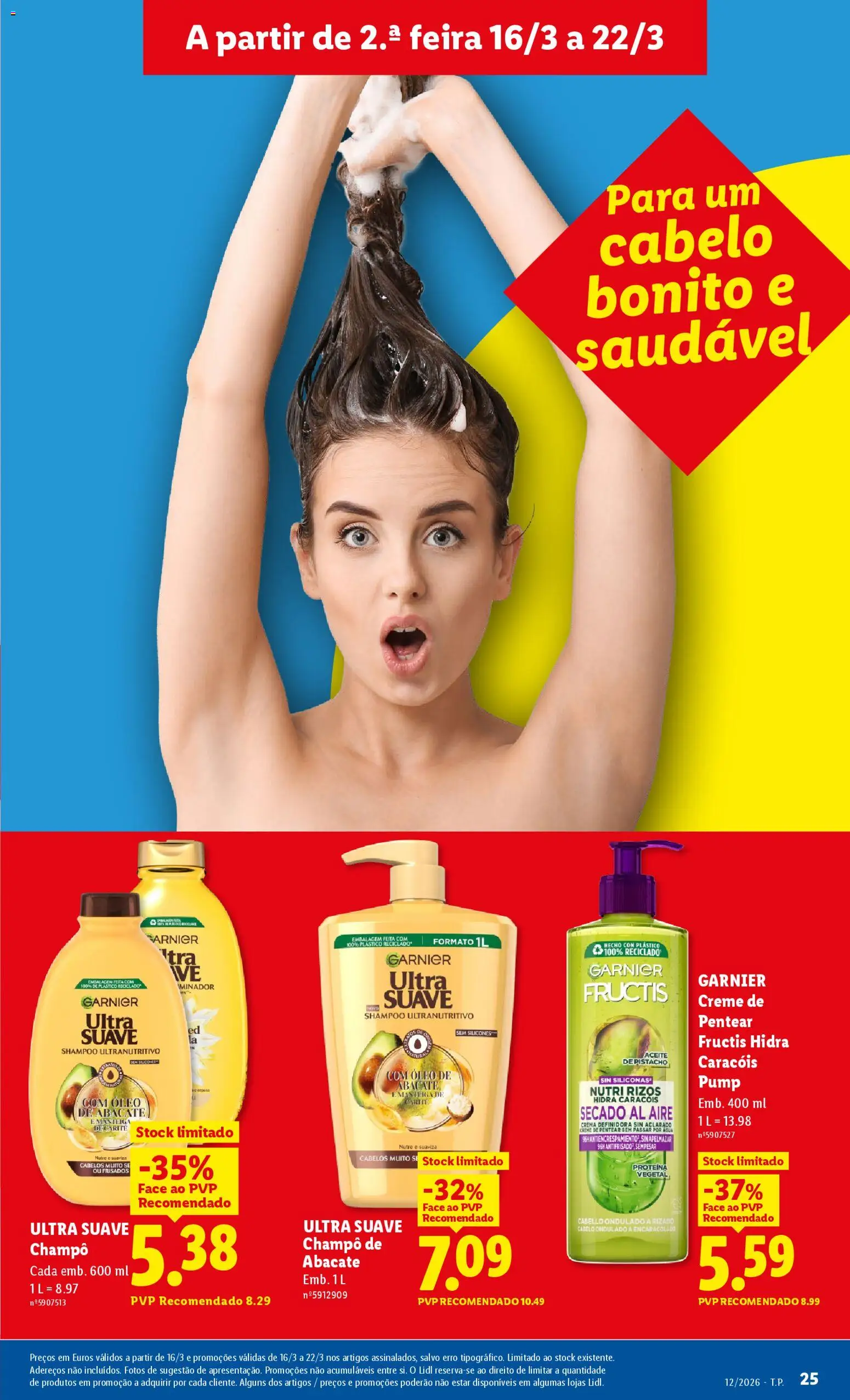 Lidl folheto │ válido de 16.03.2026 | Página: 25 | Produtos: Agua, Shampoo, Abacate, Proteina