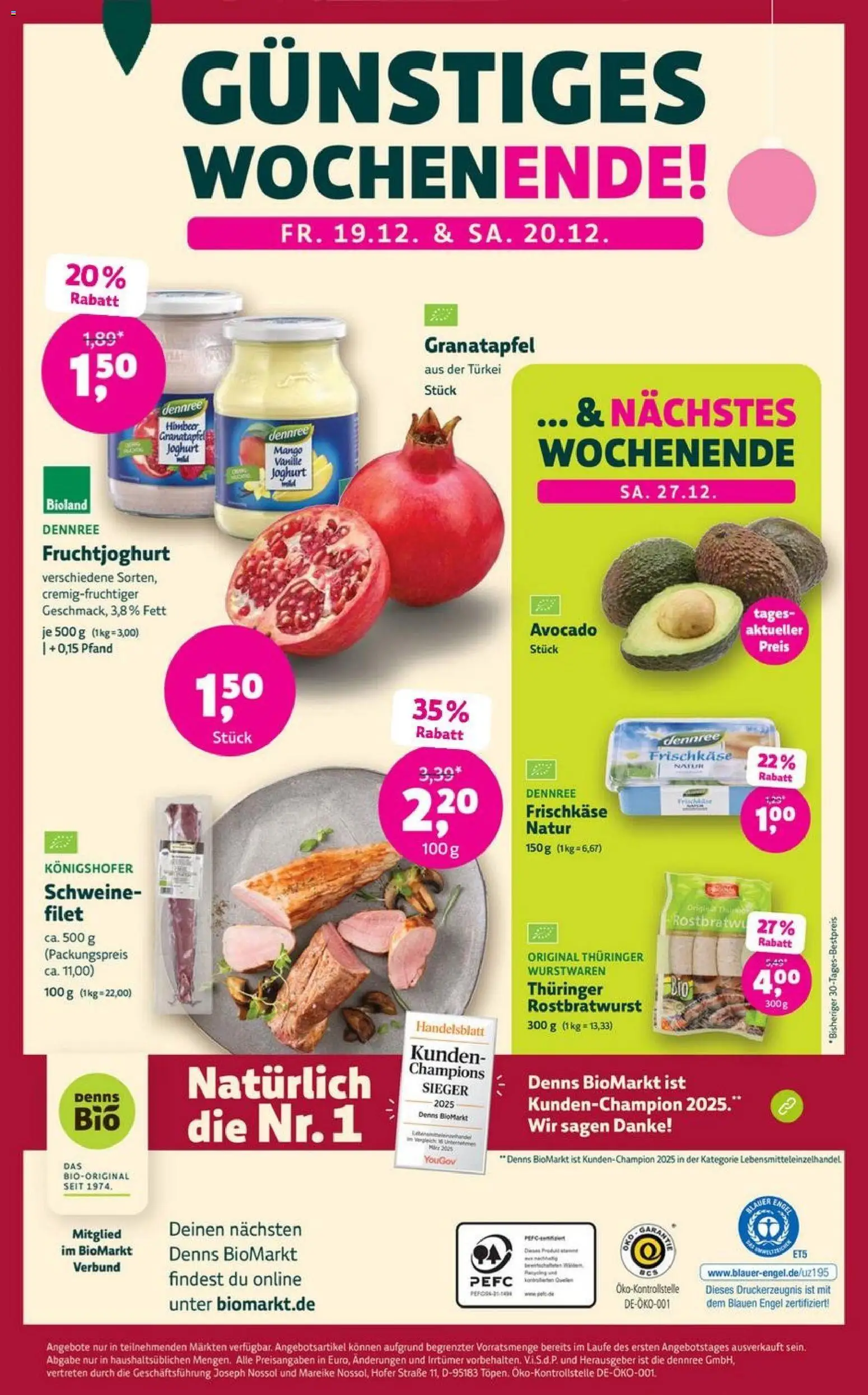 Denns BioMarkt Angebote – gültig ab 17.12.2025 | Seite: 16 | Produkte: Granatapfel, Joghurt, Avocado, Frischkase