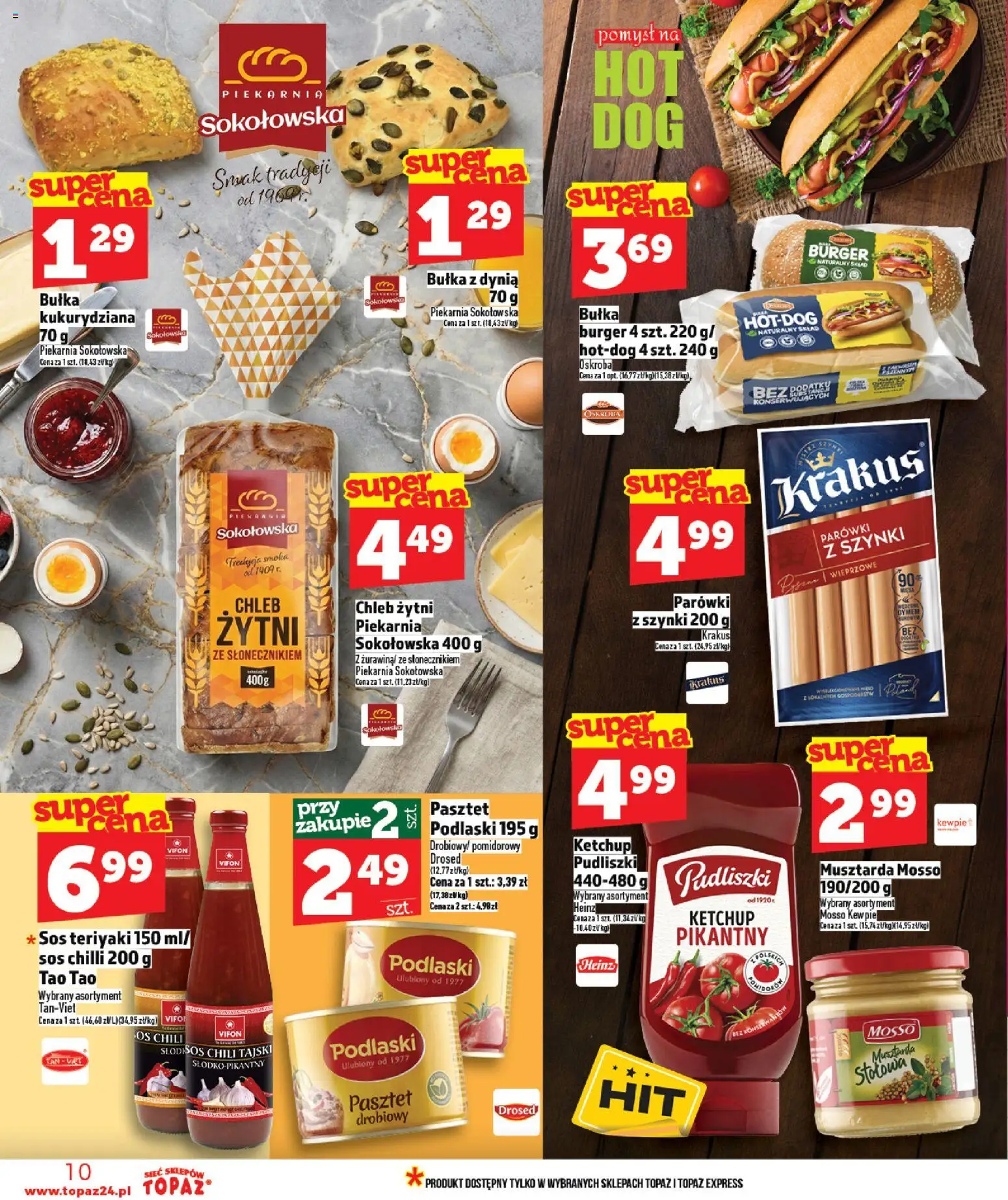 Topaz Gazetka od 26.02.2026 | Strona: 10 | Produkty: Sos teriyaki, Ketchup, Piekarnia, Musztarda