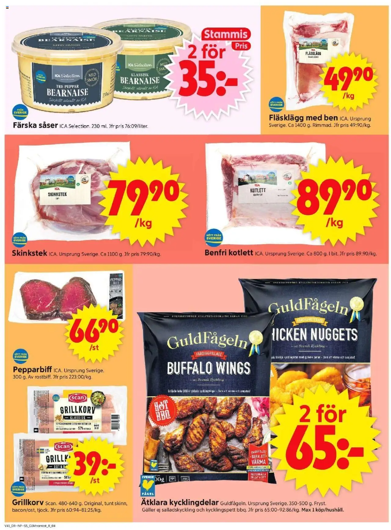 ICA Supermarket reklamblad aktuell från 06.10.2025 | Sida: 4 | Produkter: Galler, Grillkorv, Rostad lök, Peppar