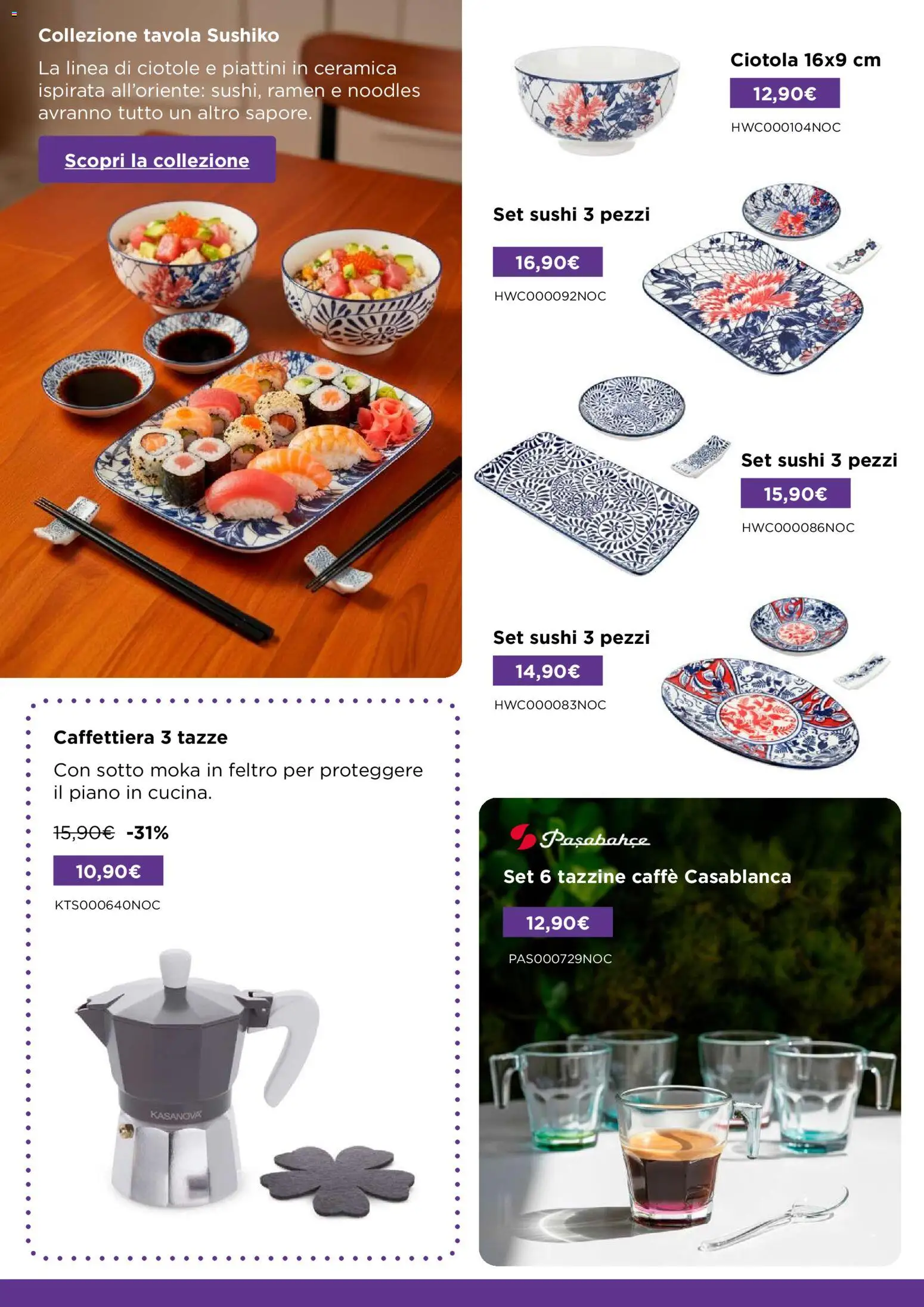 Volantino Kasanova del 20.03.2026 | Pagina: 3 | Prodotti: Caffè, Caffettiera, Sushi, Ciotola