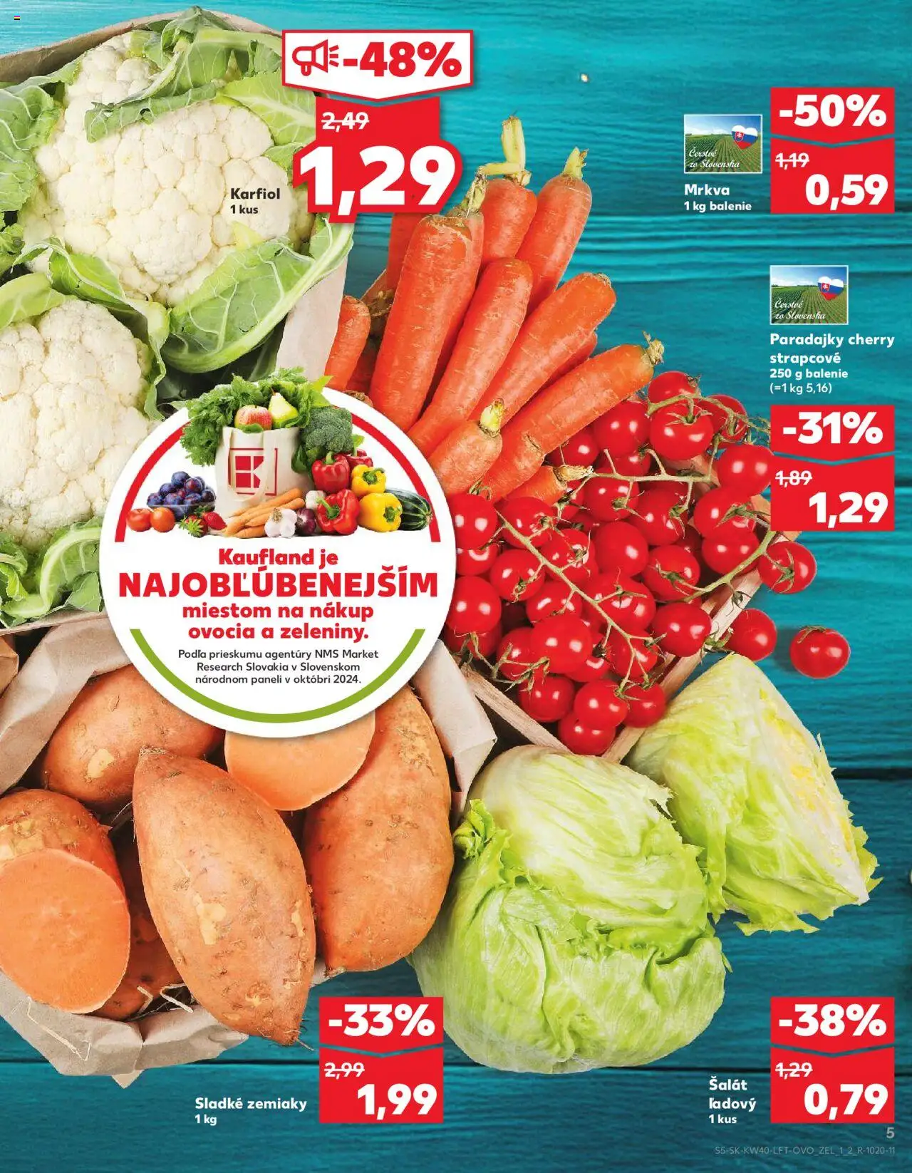 Nové Kaufland akcie – leták je platný od 02.10.2025 | Strana: 5 | Produkty: Karfiol, Mrkva, Šalát, Zemiaky