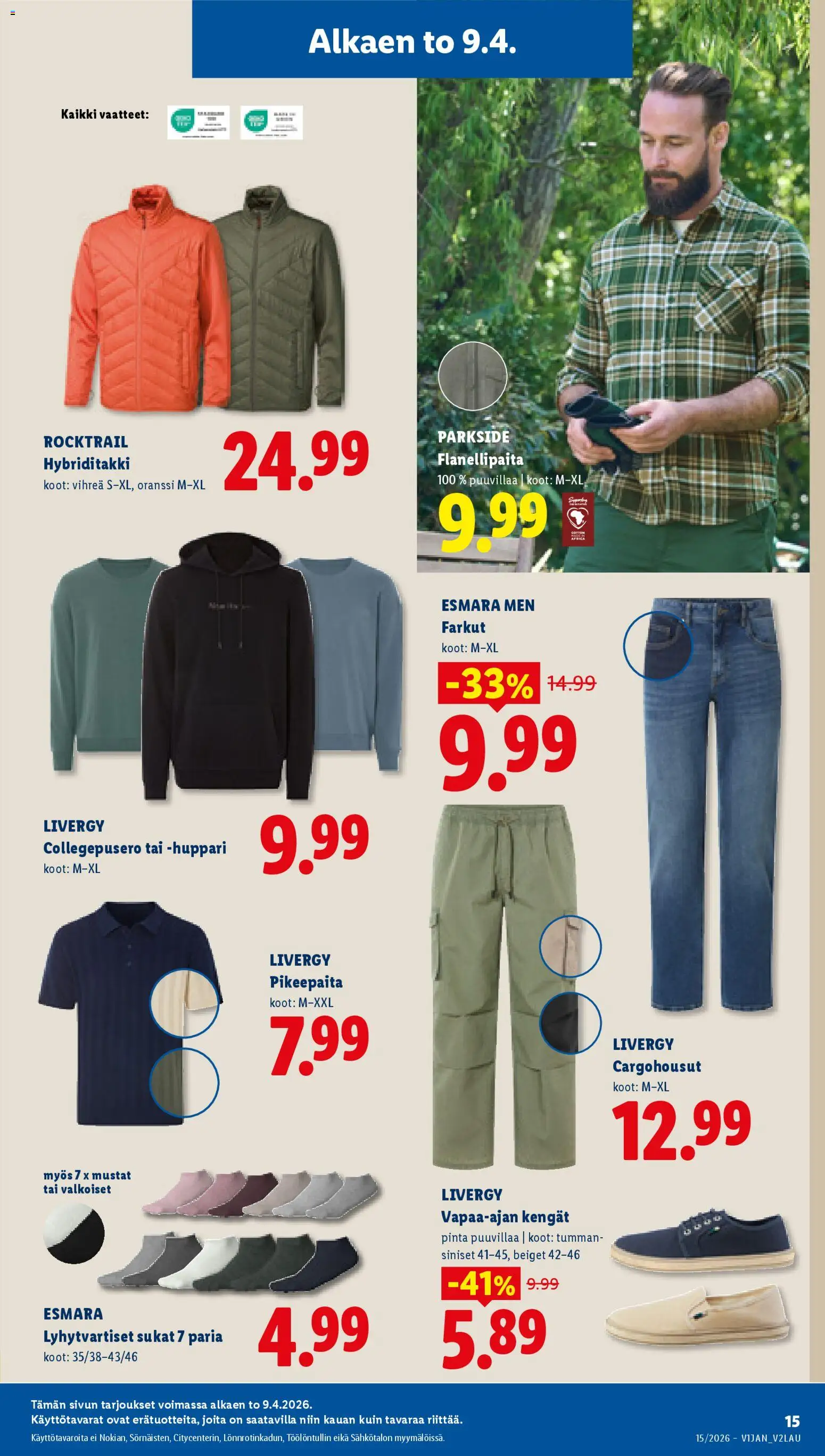 Lidl tarjoukset - Rovaniemi – voimassa 09.04.2026 alkaen | Sivu: 21 | Tuotteet: Vaatteet, Huppari, Sukat, Farkut