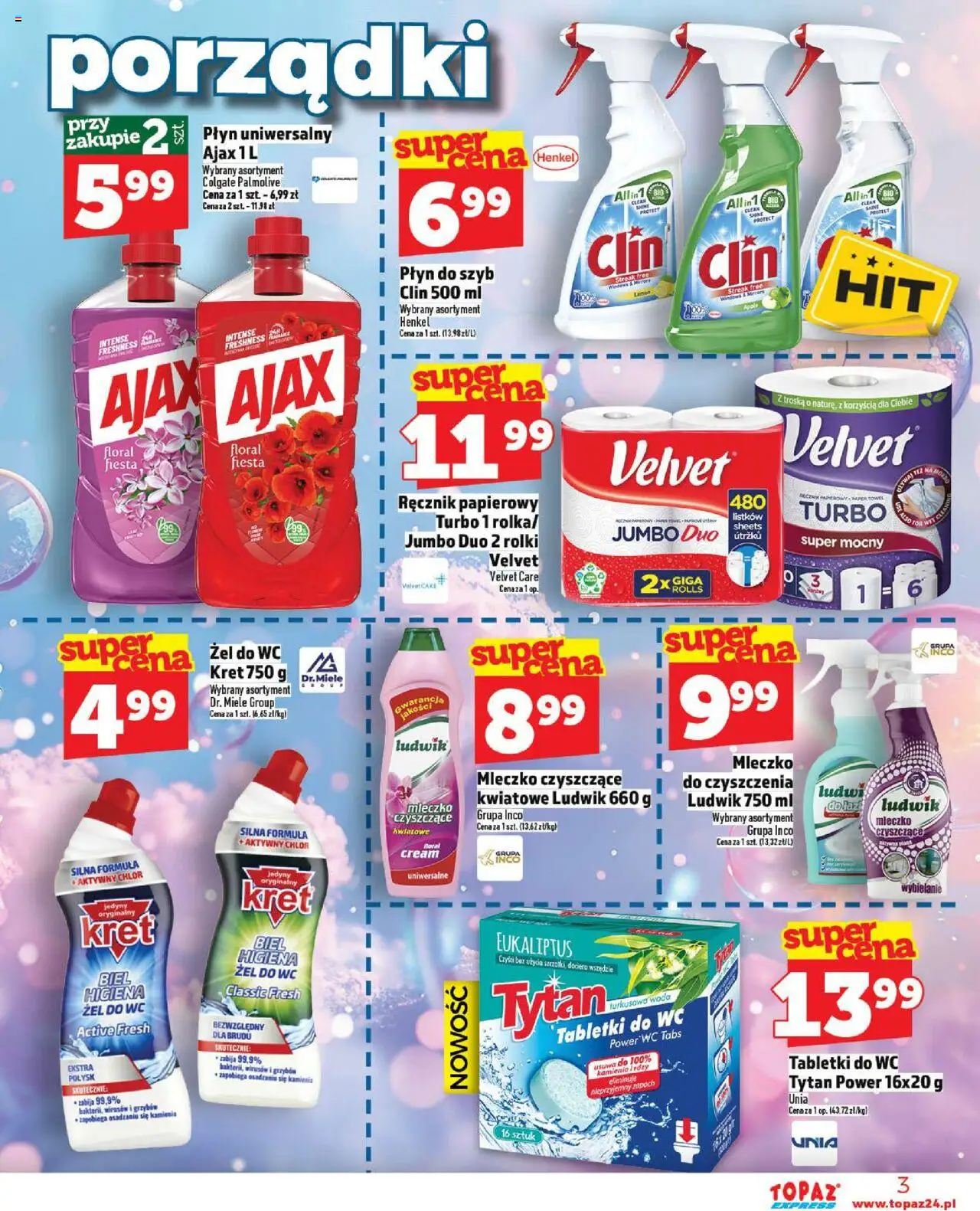 Topaz Gazetka - Express od 02.10.2025 | Strona: 3 | Produkty: Płyn do szyb Clin, Rolki, Ręcznik papierowy