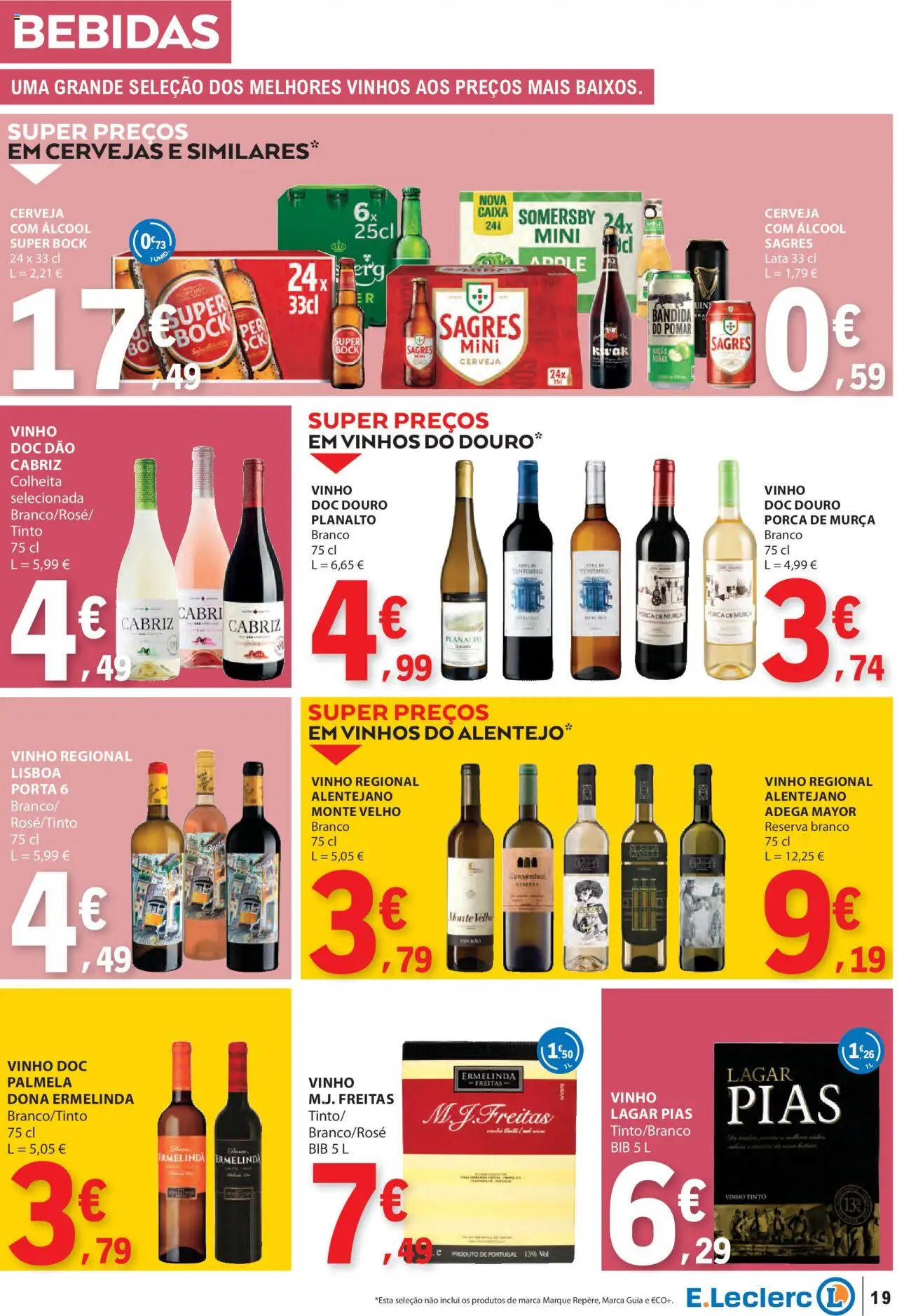 E.Leclerc folheto │ válido de 31.07.2025 | Página: 19 | Produtos: Porta, Super bock, Caixa, Vinho tinto