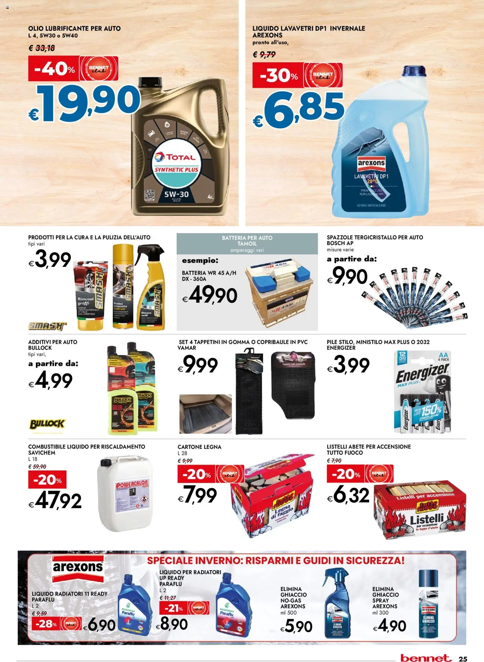 Volantino bennet del 02.01.2026 | Pagina: 25 | Prodotti: Pile, Lubrificante, Anticalcare, Olio