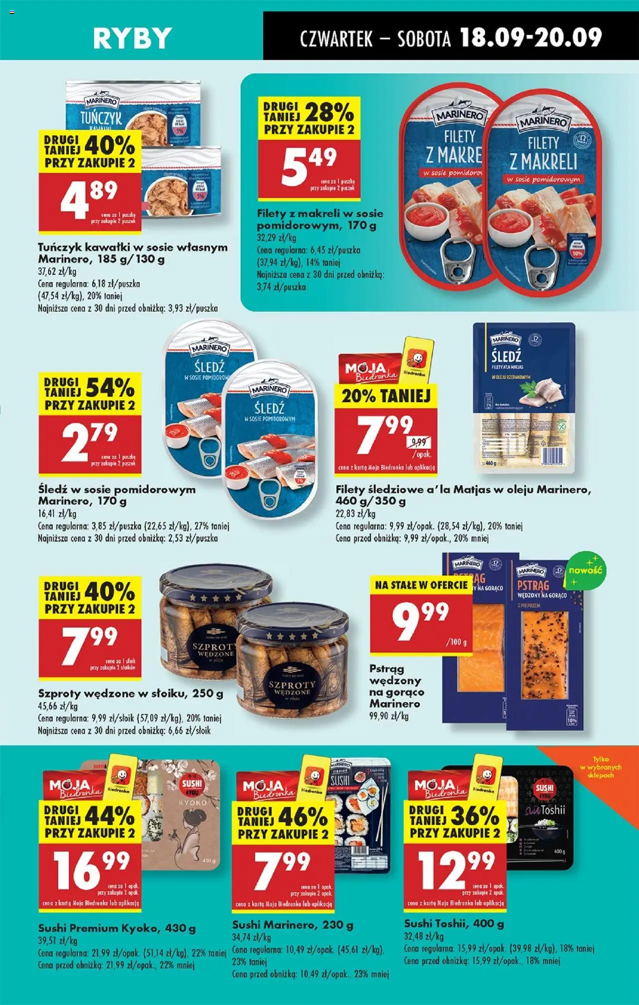 Biedronka gazetka - Oferta w tym tygodniu od 18.09.2025 | Strona: 33 | Produkty: Karta, Śledź, Pstrąg wędzony, Tuńczyk