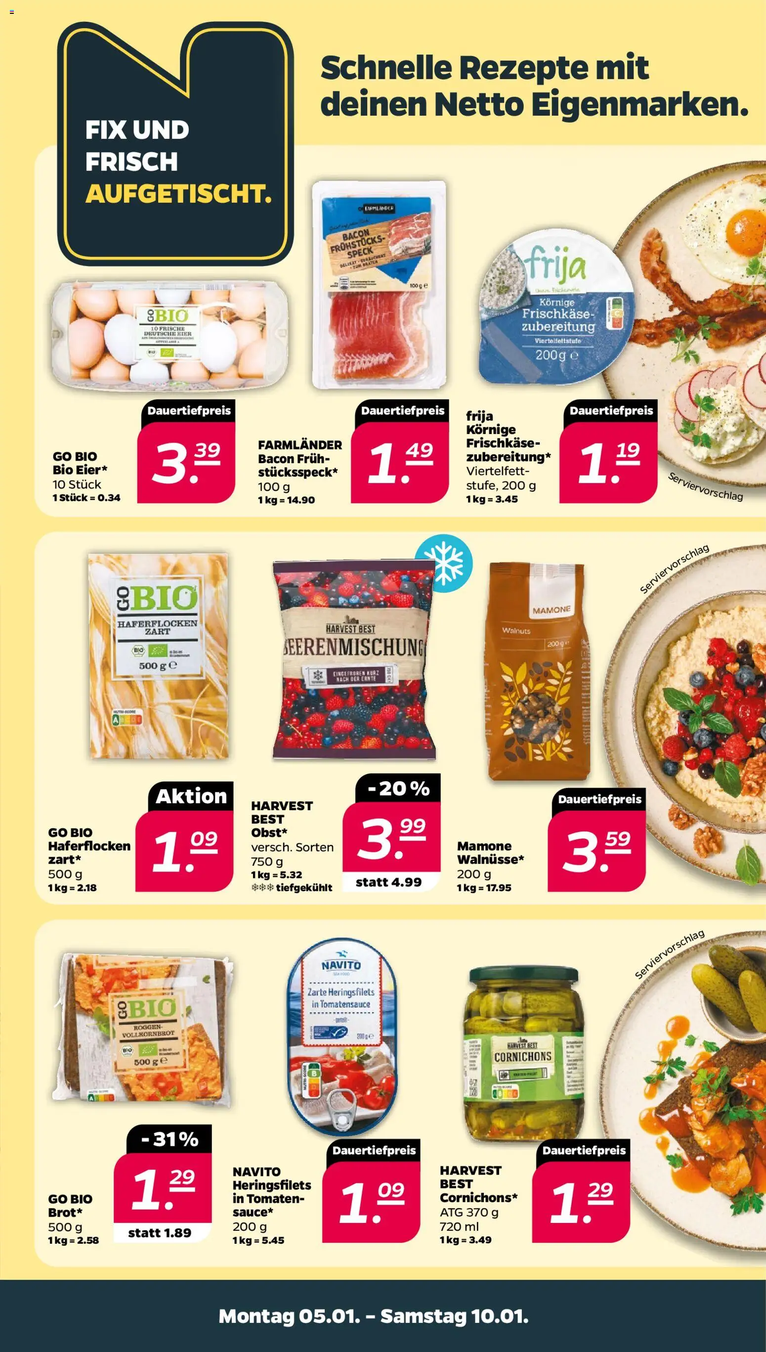 Netto Prospekt 	 – gültig ab 05.01.2026 | Seite: 12 | Produkte: Bier, Vollkornbrot, Tomaten, Frischkase