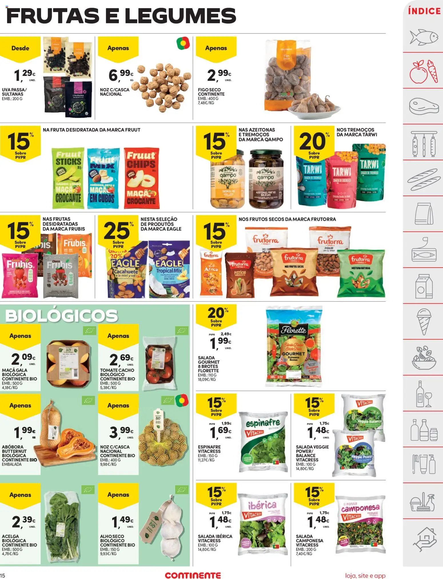 Continente folheto │ válido de 26.12.2025 | Página: 15 | Produtos: Abóbora, Tomate, Tremoços, Salada