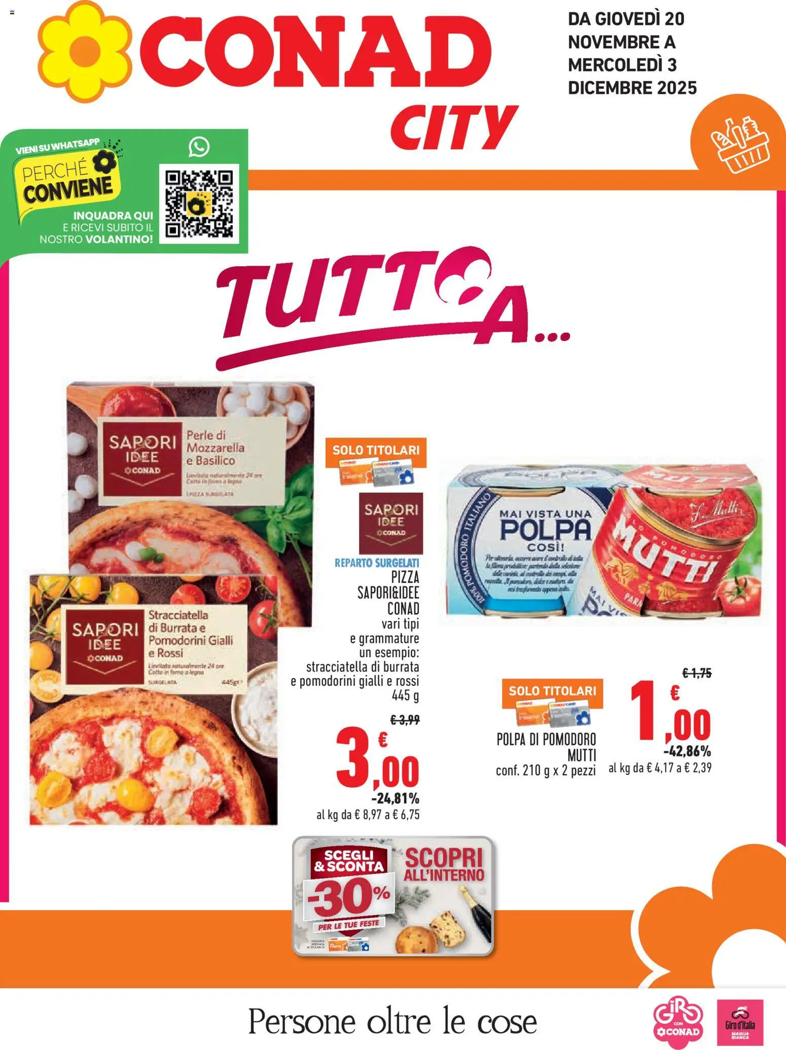 Volantino Conad del 20.11.2025 | Pagina: 1 | Prodotti: Pomodorini, Pizza, Mutti, Stracciatella