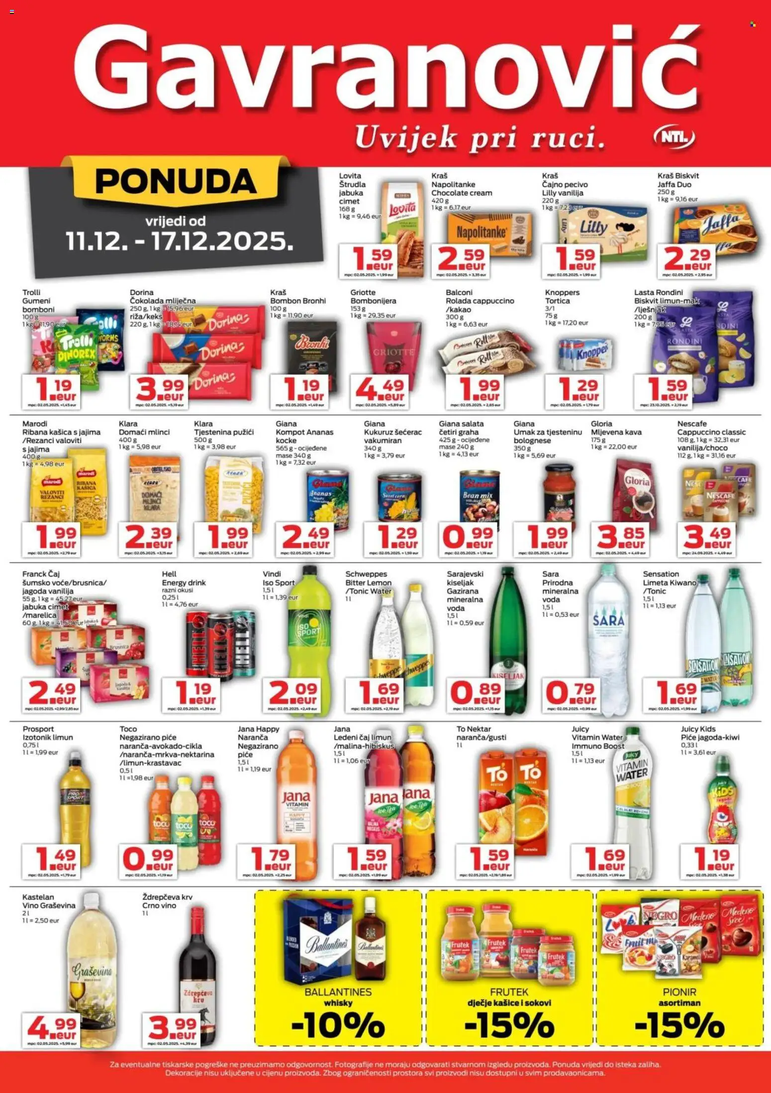 Gavranović katalog | vrijedi od 11.12.2025 | Stranica: 3 | Proizvodi: Whisky, Bomboni, Limun, Pecivo