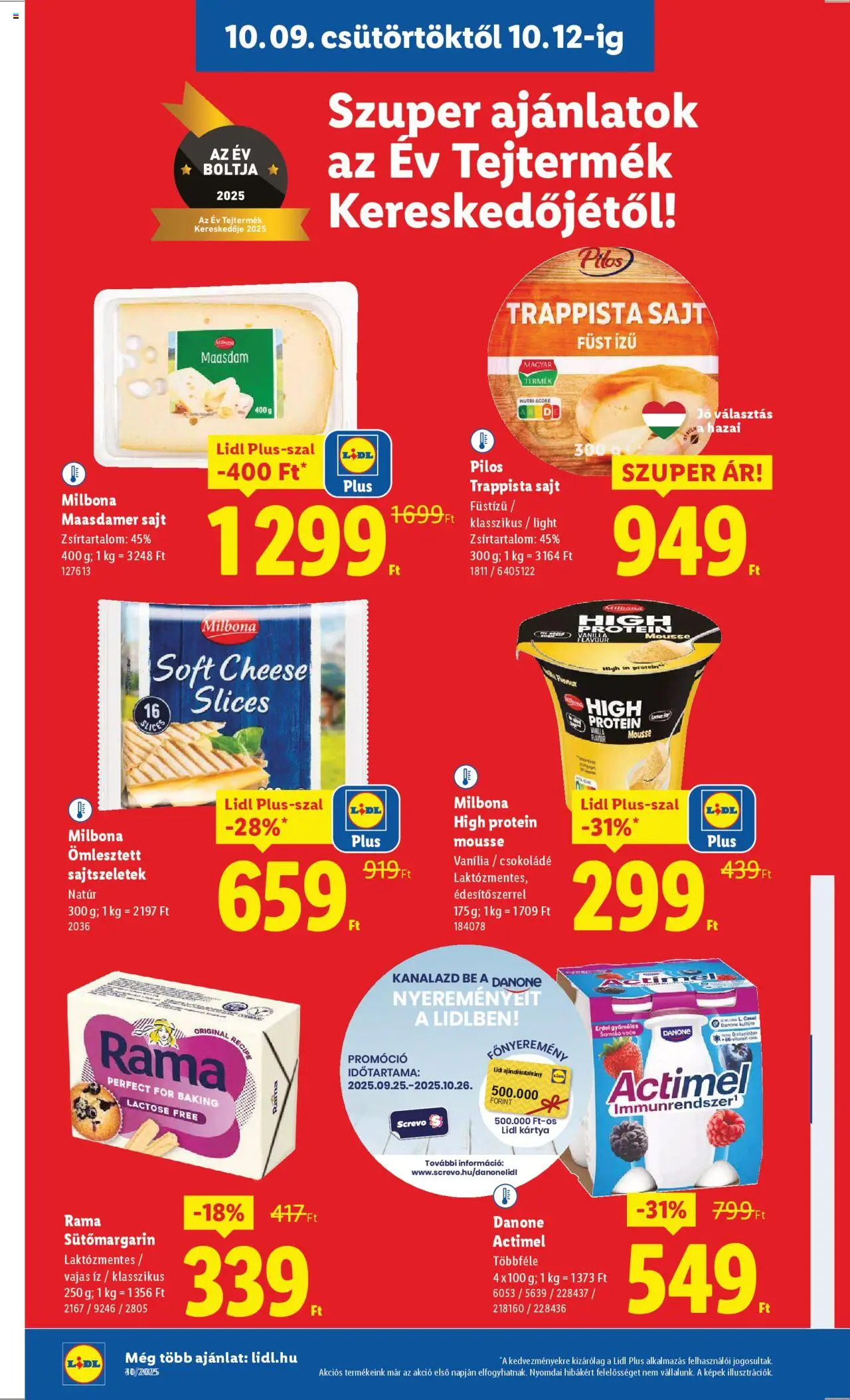 Lidl akciós ujság - amely érvényes a következő dátumtól: 09.10.2025 | Oldal: 8 | Termékek: Actimel, Rama, Protein, Csokoládé