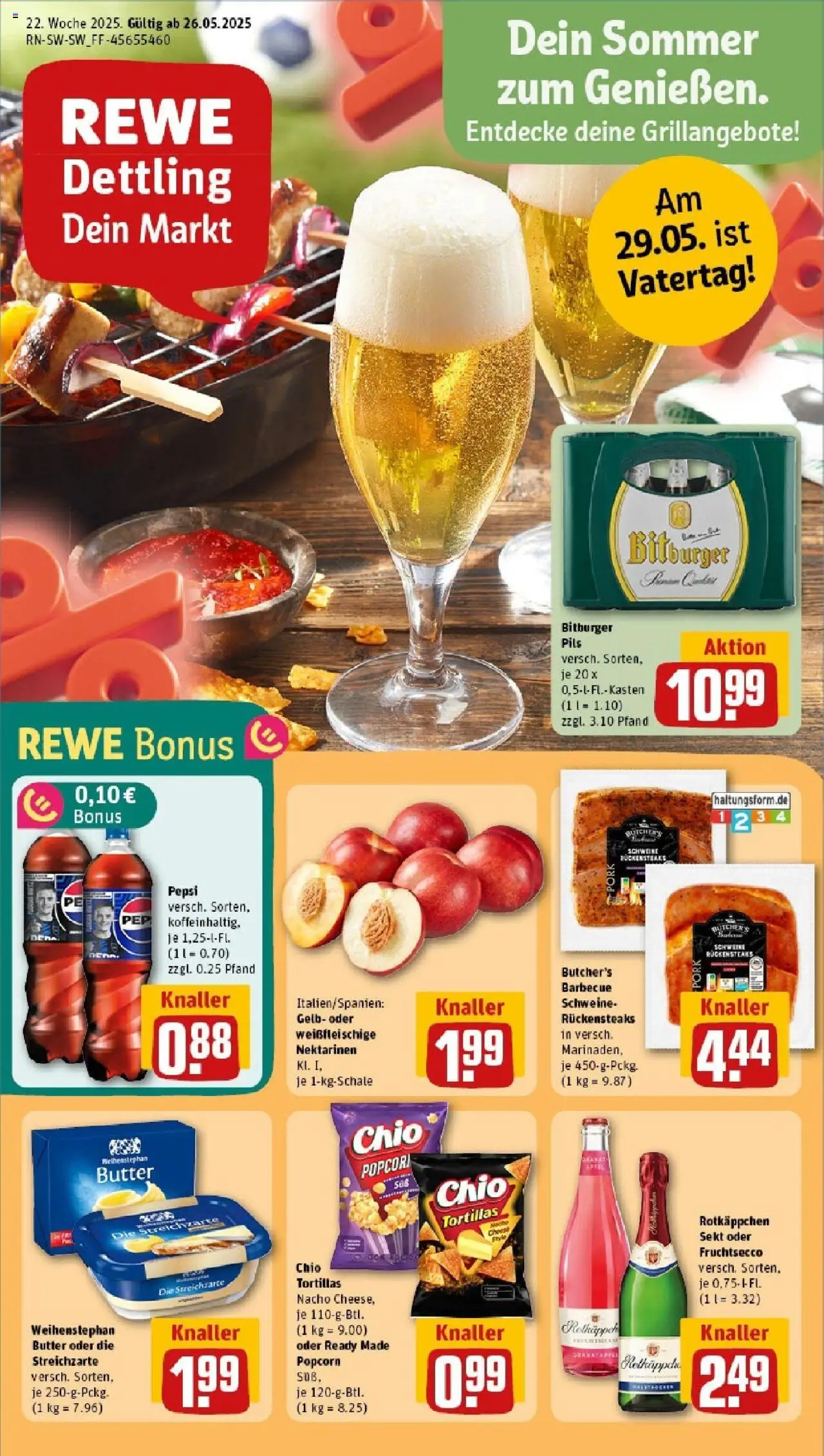 Rewe prospekt Bad Waldsee	 - gültig ab dem 25.05.2025 | Seite: 1 | Produkte: Butter, Sekt, Fruchtsecco, Chio tortillas