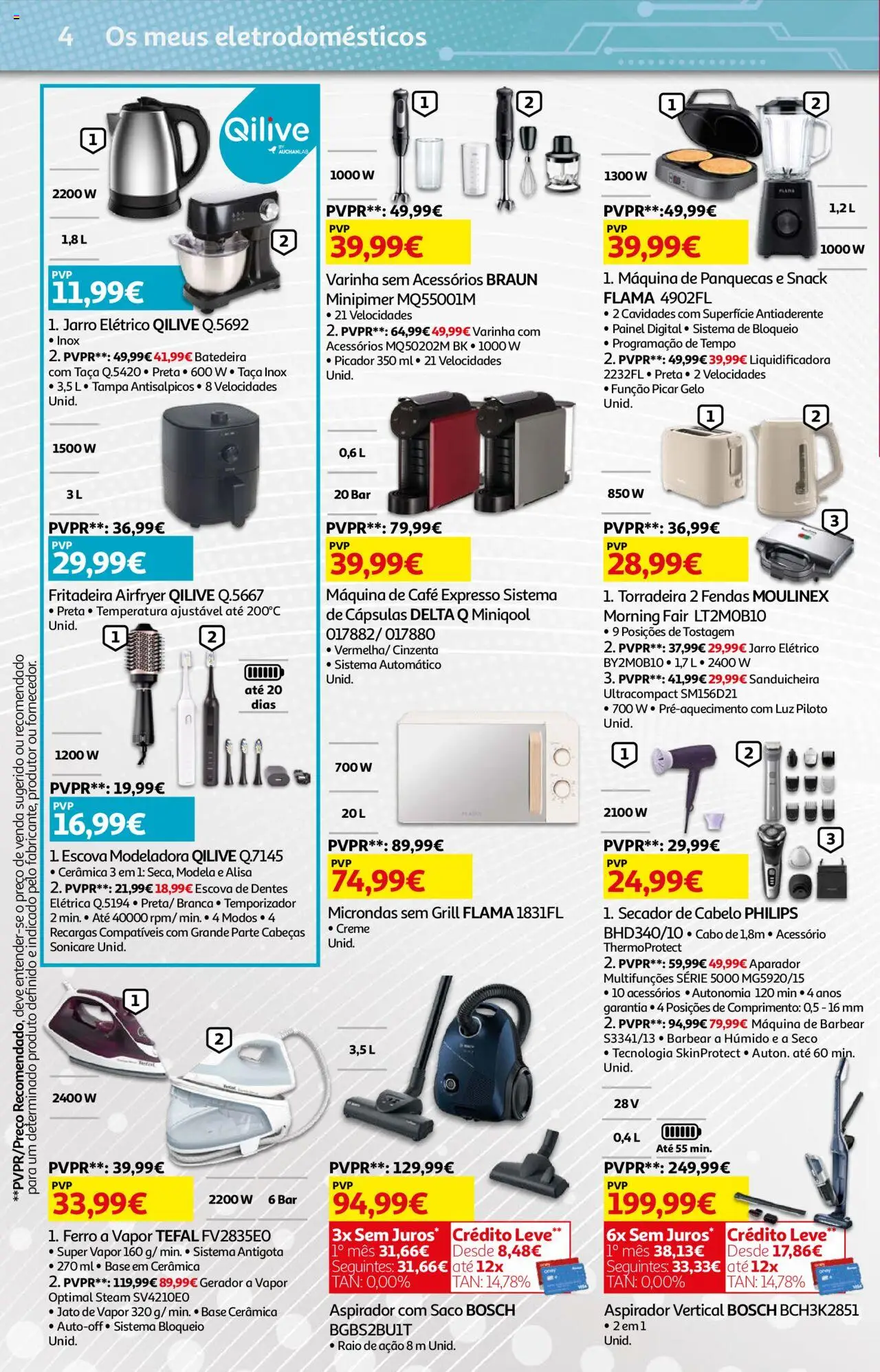 Auchan - Preços tão baixos que arrepiam │ válido de 16.10.2025 | Página: 29 | Produtos: Secador de cabelo, Sanduicheira, Torradeira, Aparador