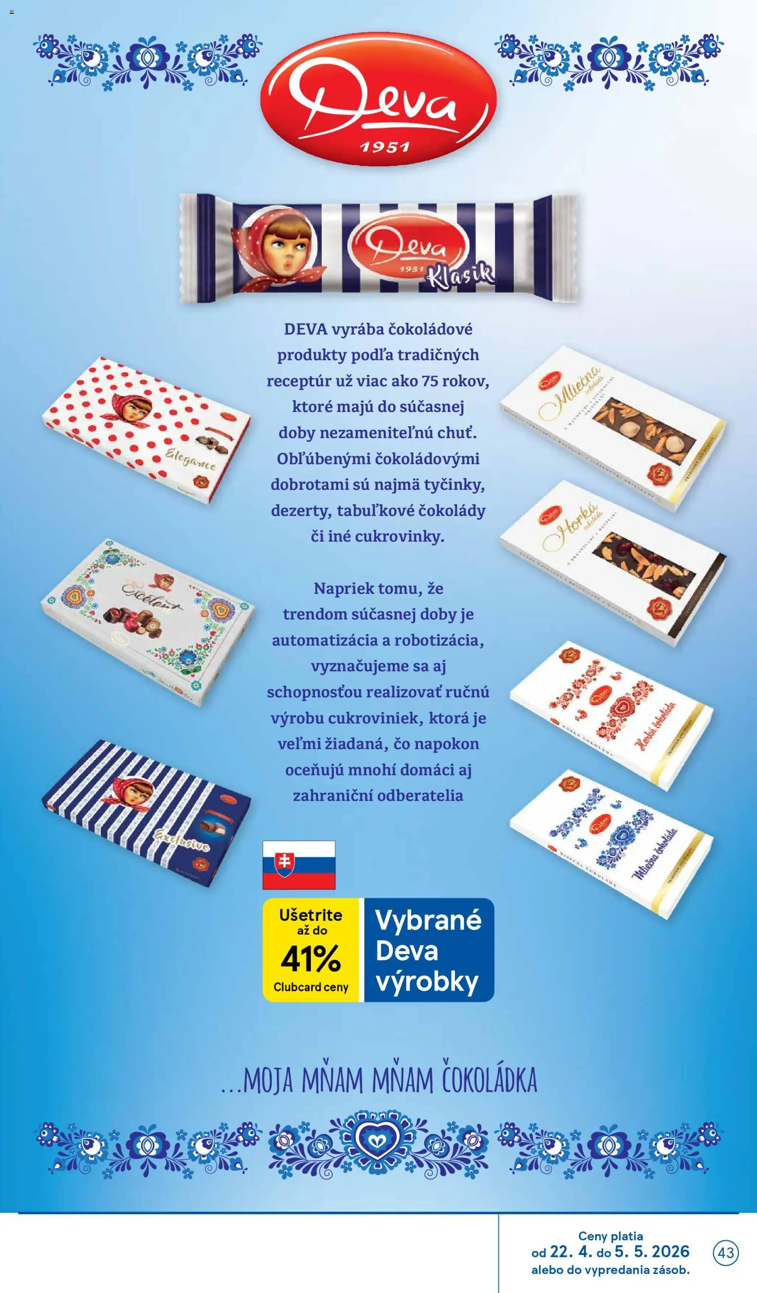 Nové Tesco akcie – leták je platný od 22.04.2026 | Strana: 43 | Produkty: Čokoláda