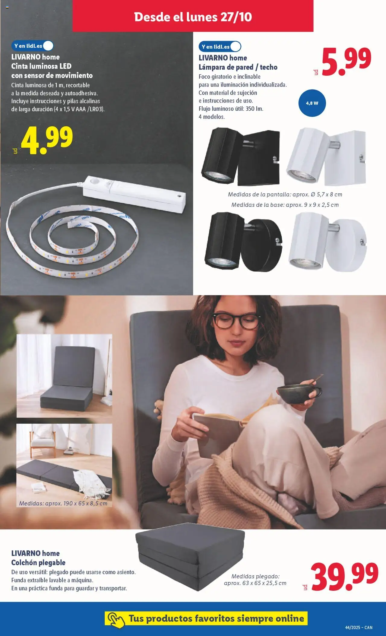 Lidl - Canarias │ válido desde el 27.10.2025 | Página: 13 | Productos: Colchon, Funda, Galette de chaise, Lámpara