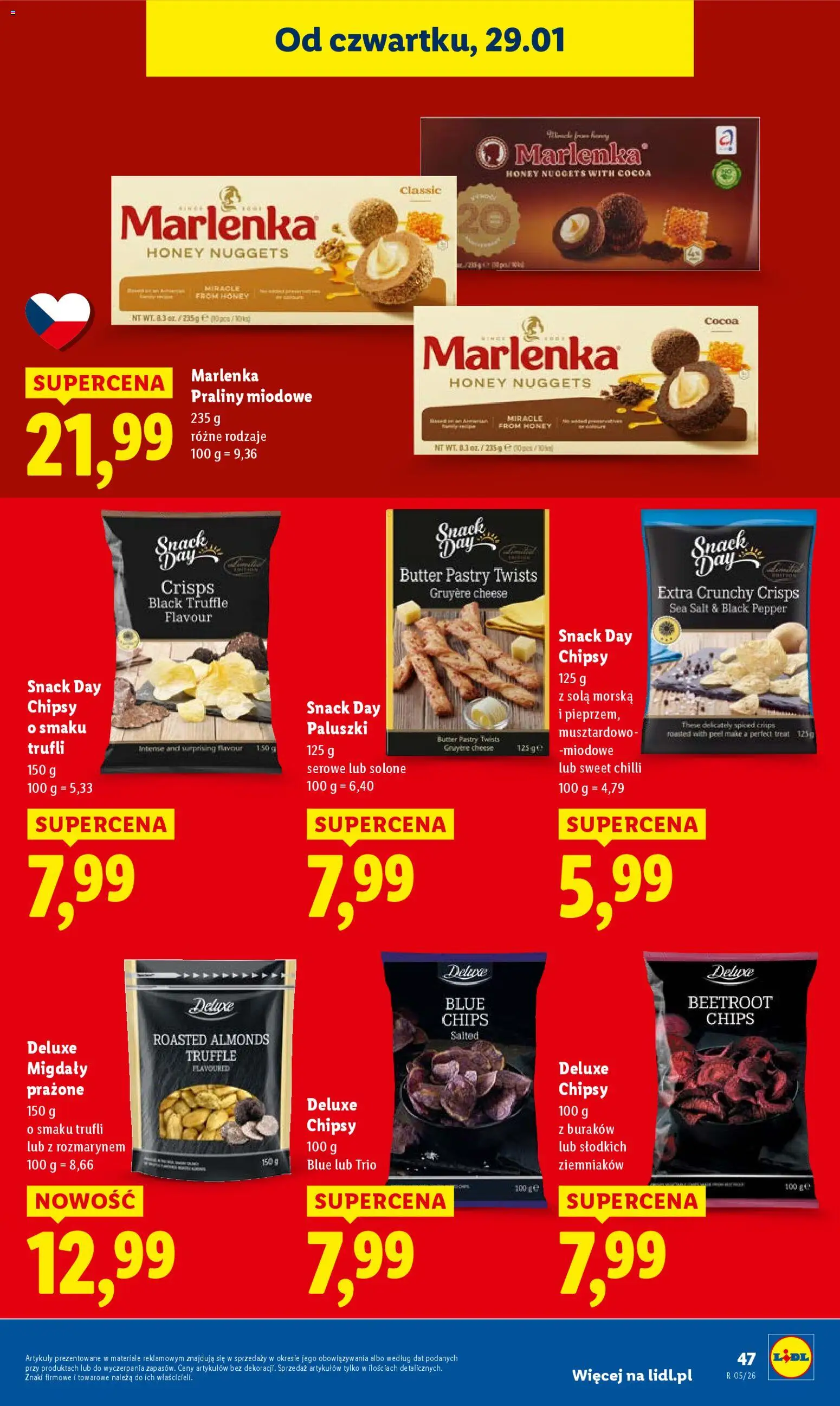 Lidl Gazetka od 29.01.2026 | Strona: 47 | Produkty: Chipsy, Praliny, Paluszki, Nuggets