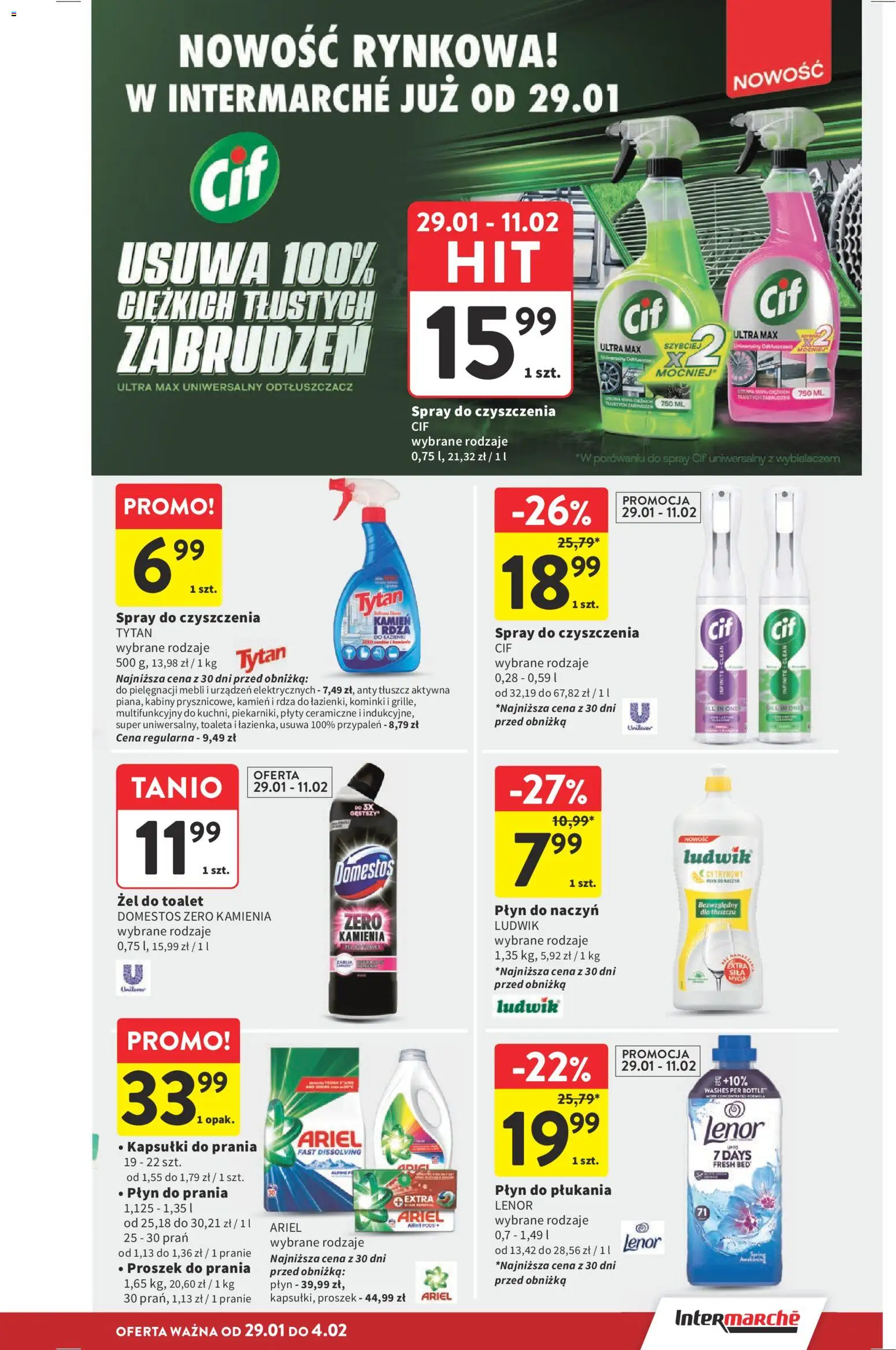 Intermarche Gazetka od 29.01.2026 | Strona: 38 | Produkty: Plyty, Ariel, Kapsułki do prania, Proszek do prania