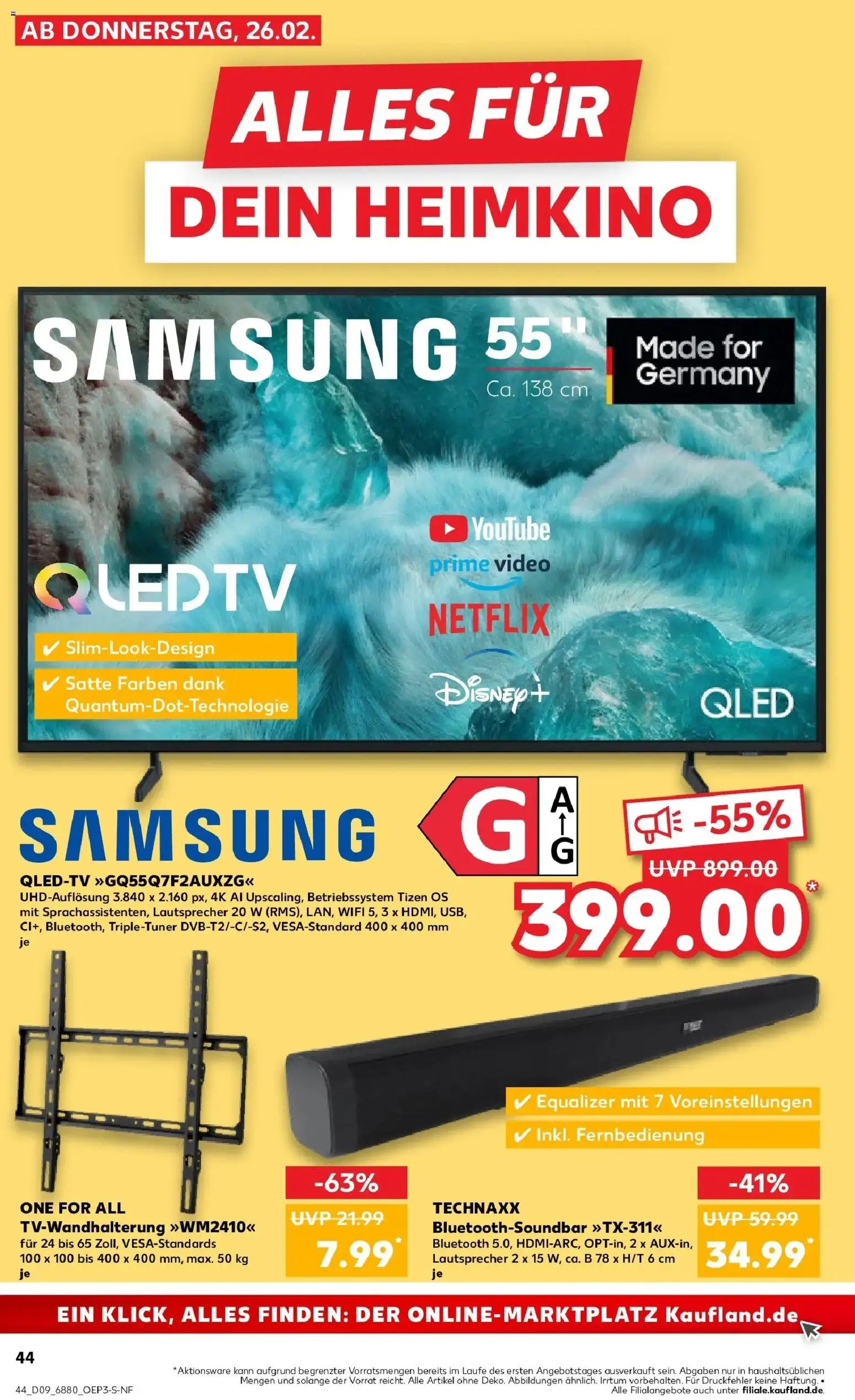 Kaufland prospekt St. Ingbert	 – gültig ab 26.02.2026 | Seite: 44 | Produkte: Lautsprecher, Samsung, Heimkino, Video