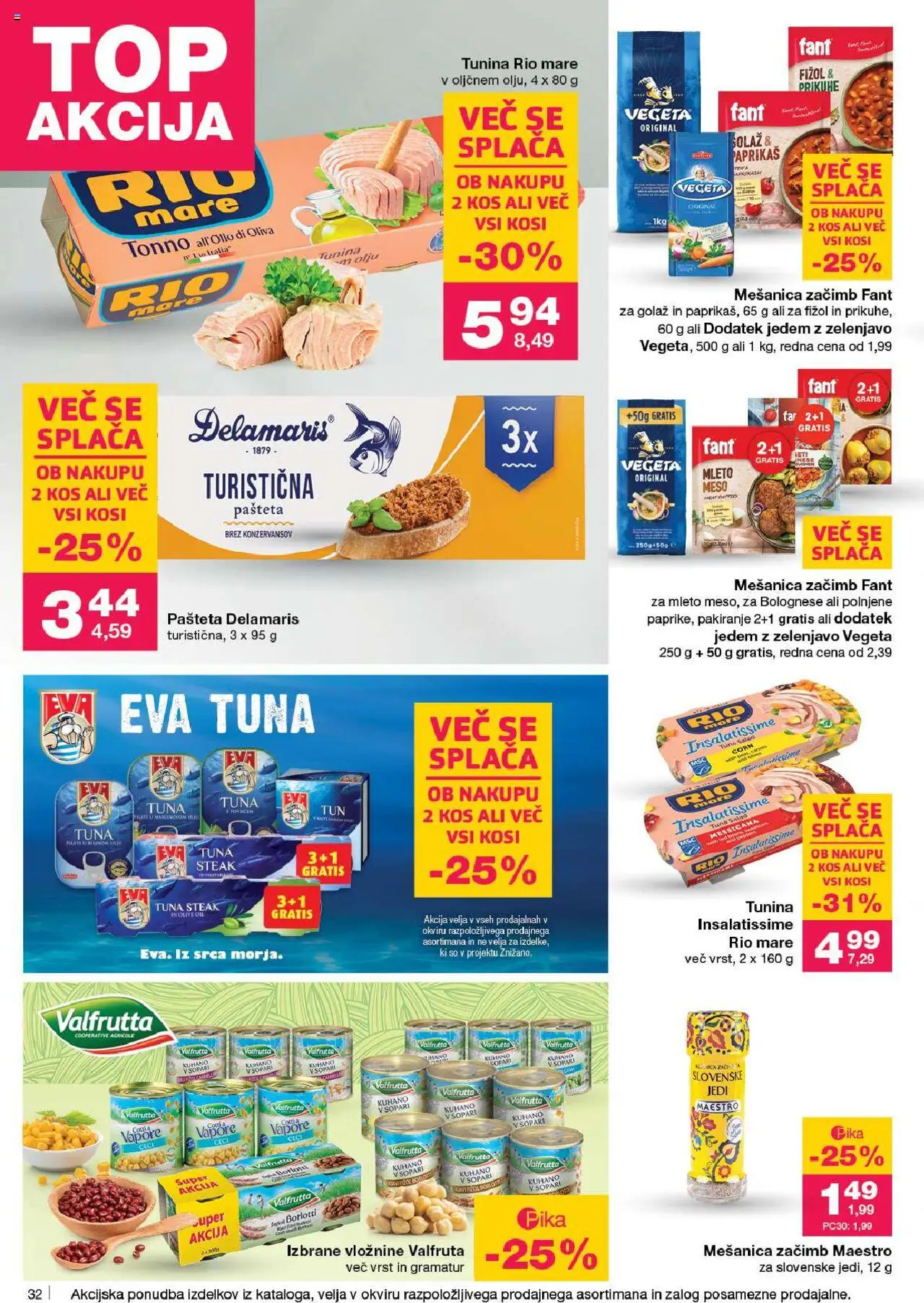Novi Mercator katalog ponudbe – veljaven od 18.09.2025 | Stran: 32 | Izdelki: Tuna, Pašteta, Kos