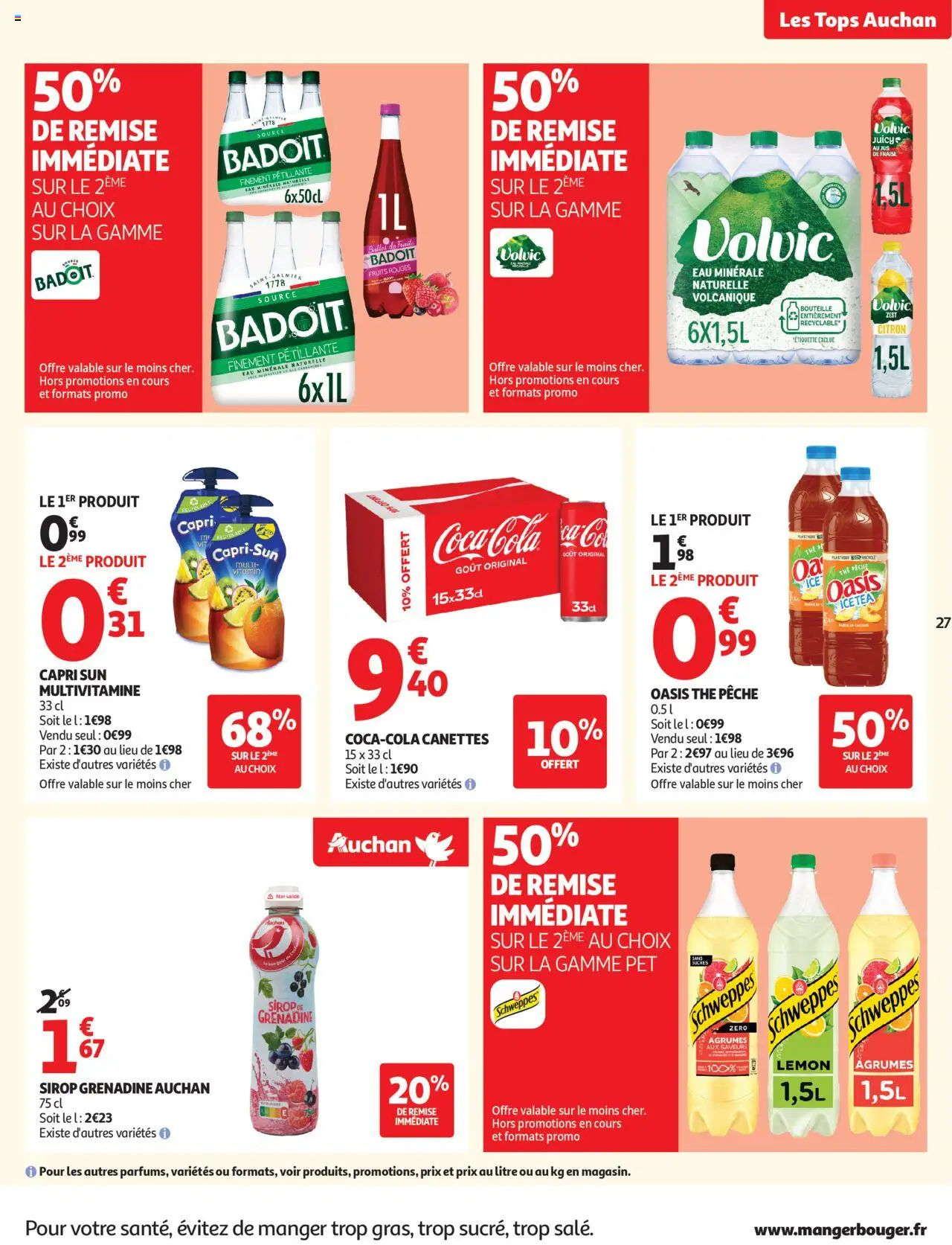 {H1} | Page: 27 | Produits: Badoit, Eau minérale naturelle, Jus, Thé