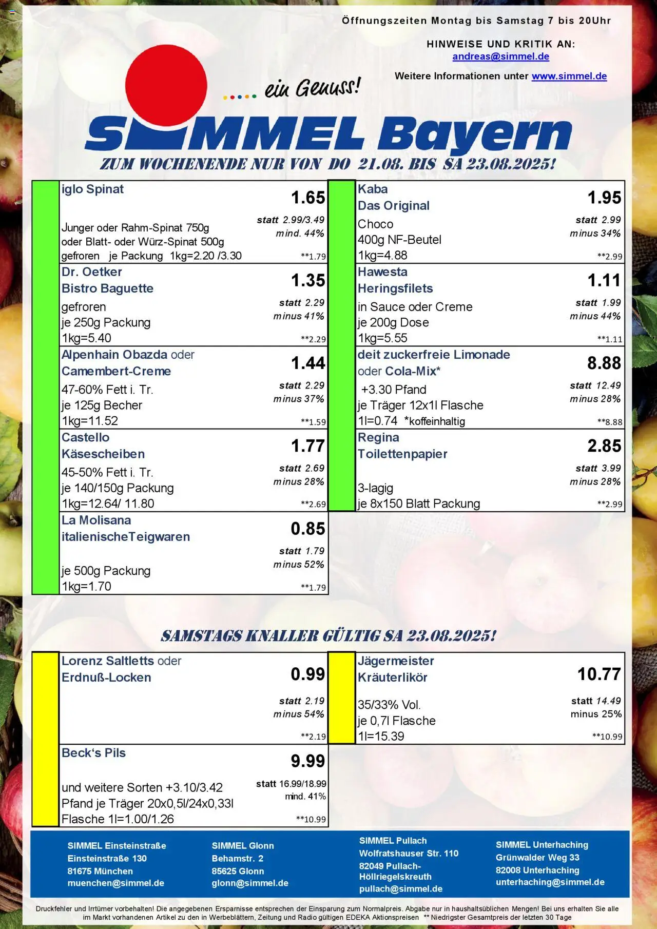 Simmel - Bayern - gültig ab dem 18.08.2025 | Seite: 9 | Produkte: Iglo, Jägermeister, Radio, Toilettenpapier