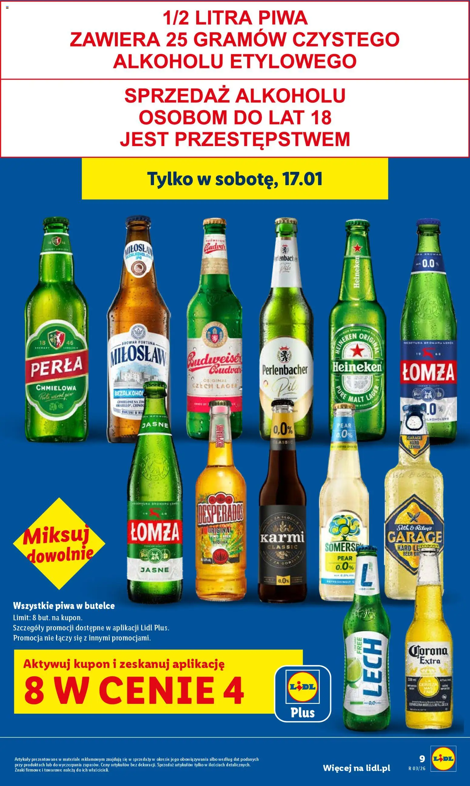 Lidl Gazetka od 15.01.2026 | Strona: 9 | Produkty: Piwo, Somersby, Heineken