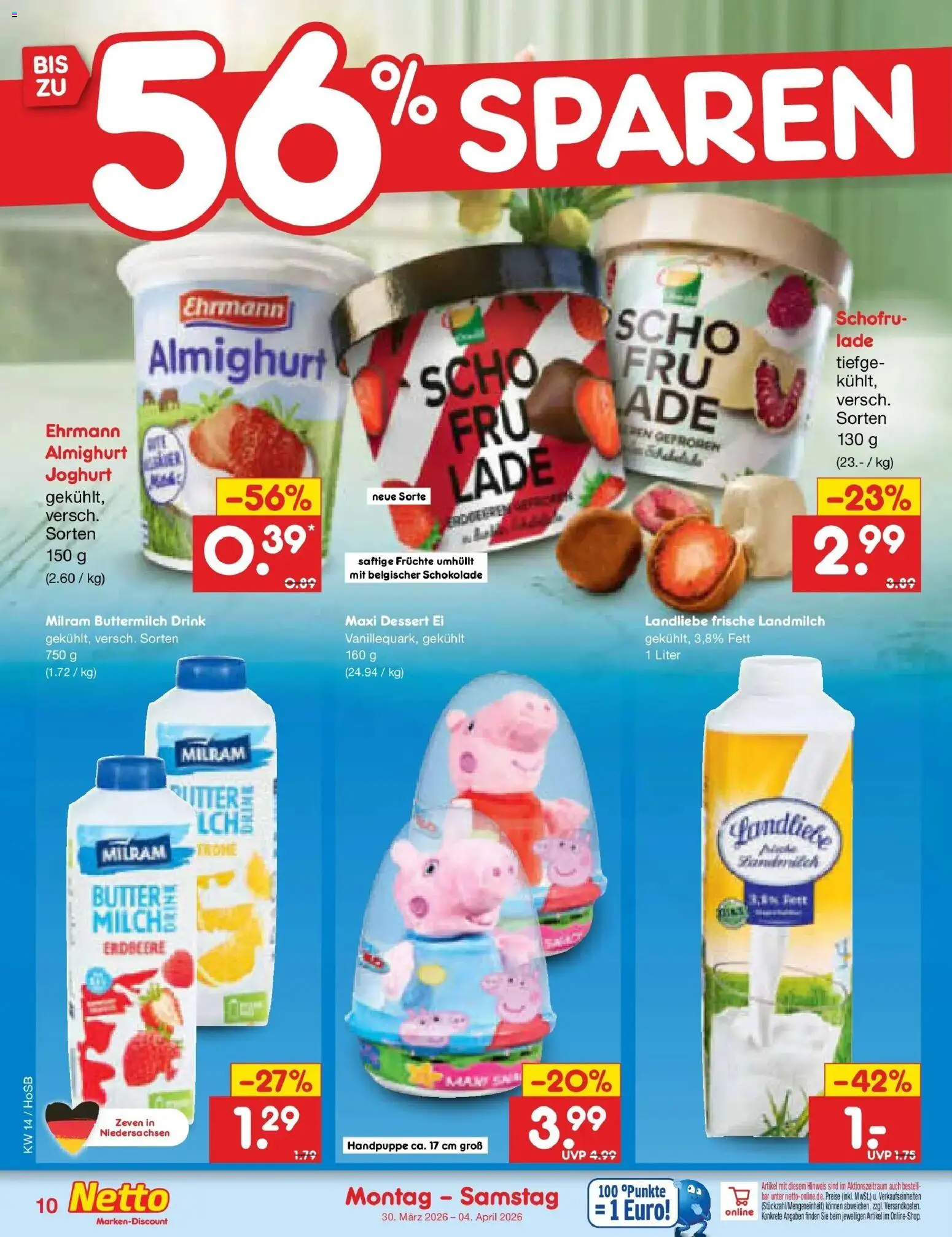 Netto Marken-Discount Prospekt Hannover	 – gültig ab 29.03.2026 | Seite: 10 | Produkte: Buttermilch, Butter, Joghurt, Milram