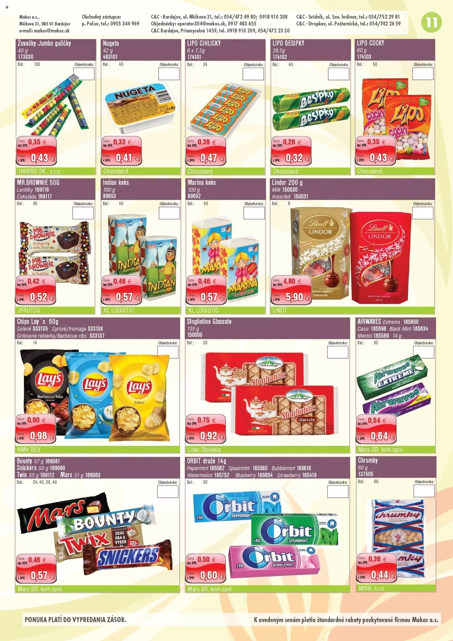 Nové Makos akcie – leták je platný od 06.04.2026 | Strana: 11 | Produkty: Lindor, Lindt, Čokoláda