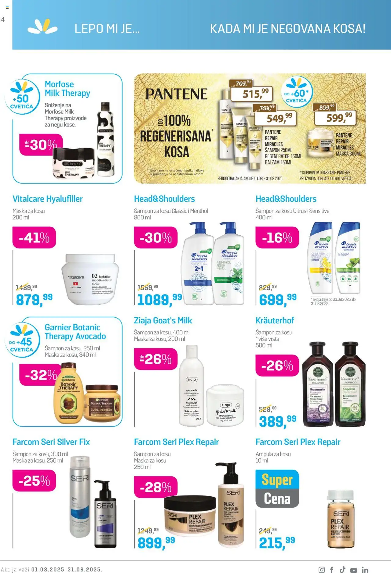 Lilly drogerie katalog - važi od 01.08.2025 | Strana: 4 | Proizvode: Pantene, Balzam, Maska za kosu, Maska