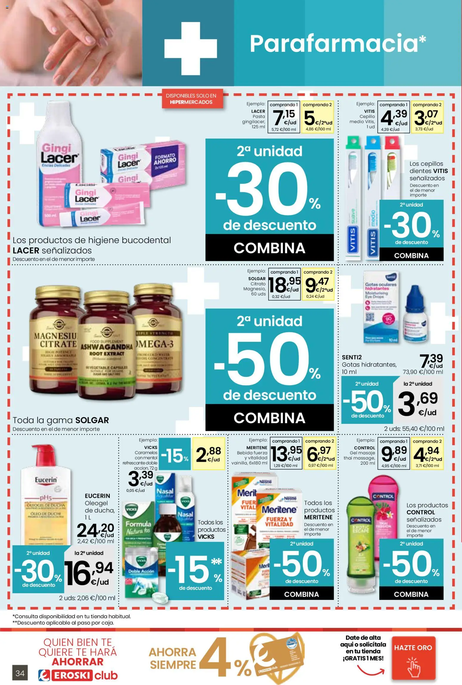 Eroski - Más de 2000 productos siempre a buen precio │ válido desde el 15.01.2026 | Página: 34 | Productos: Cepillo, Pasta, Té, Ducha
