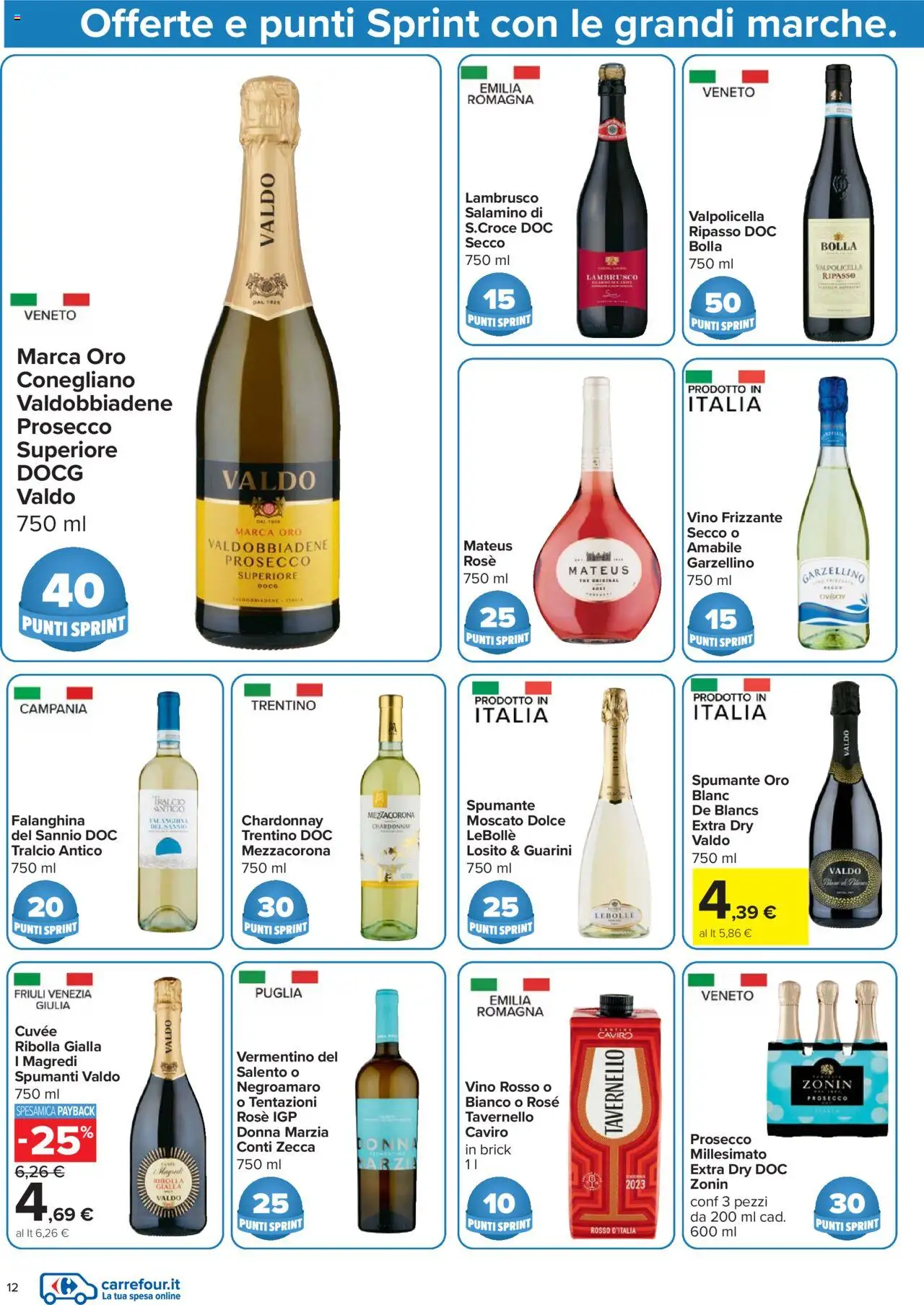 Volantino Carrefour del 21.08.2025 | Pagina: 12 | Prodotti: Prosecco, Vino, Spumante, Vino rosso