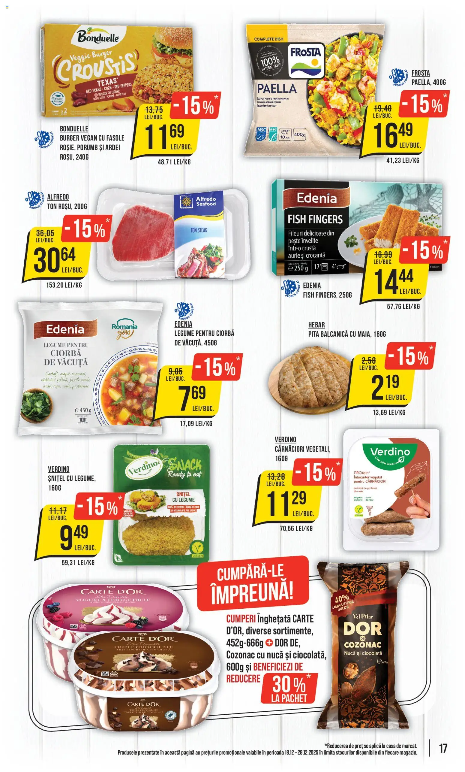 Noul catalog Mega Image – valabil de la 18.12.2025 | Pagină: 17 | Produse: Press Kemik, Ciocolată, Înghețată, Fructe