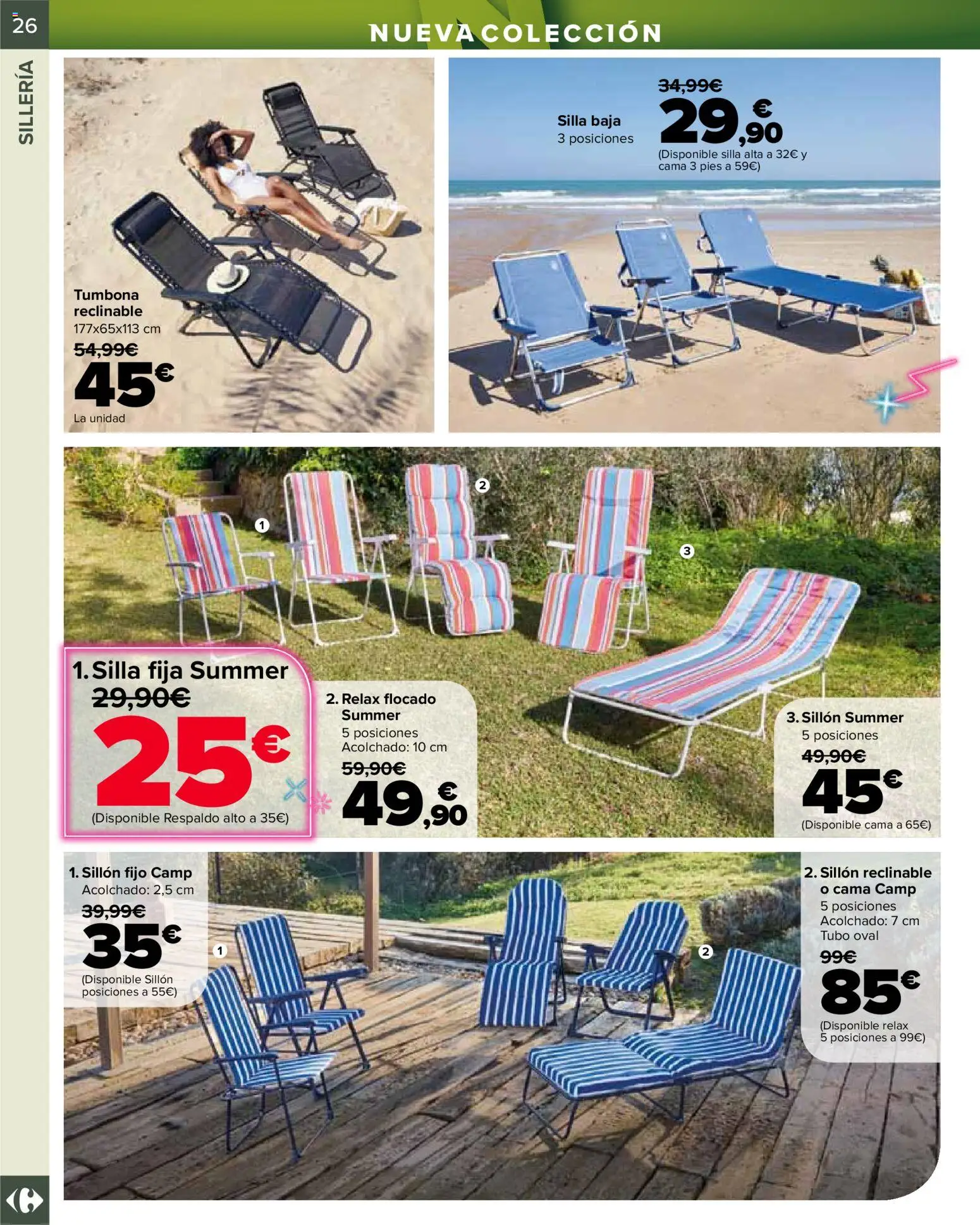 Carrefour Jardin │ válido desde el 14.04.2026 | Página: 26 | Productos: Tumbona, Sillón, Silla, Sillón reclinable