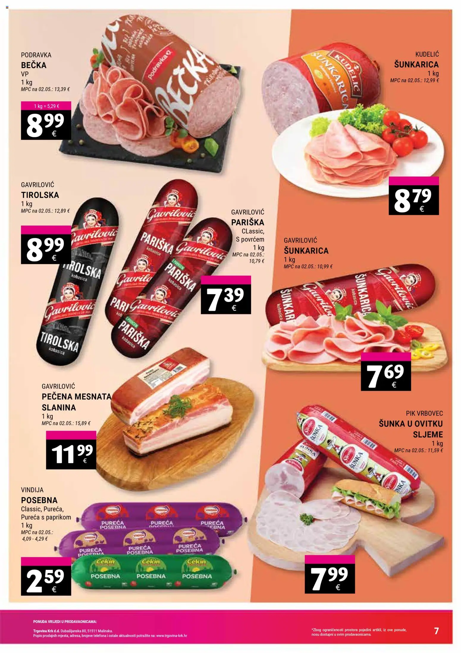 Trgovina Krk katalog | vrijedi od 16.01.2026 | Stranica: 7 | Proizvodi: Vindija, Podravka, Slanina, Pik Vrbovec