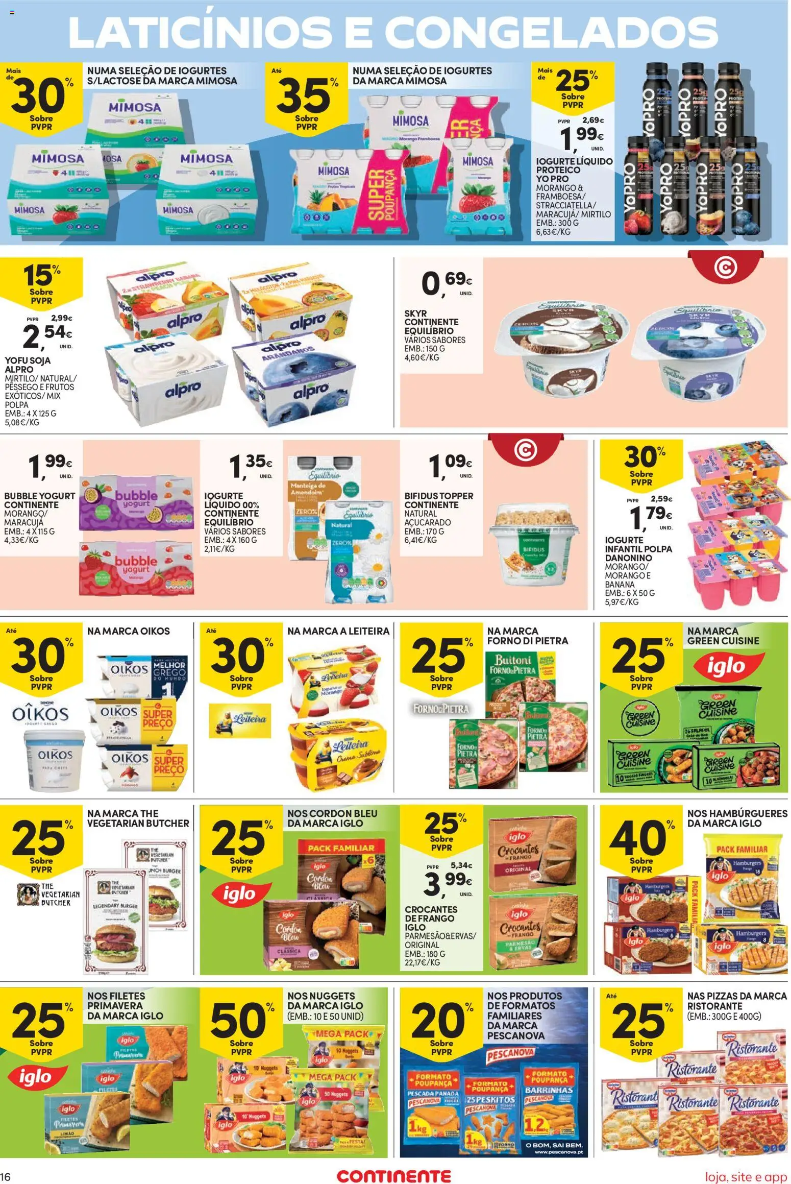 Continente Semanal Continente Bom Dia │ válido de 20.01.2026 | Página: 16 | Produtos: Frango, Manteiga, Pizza, Nuggets