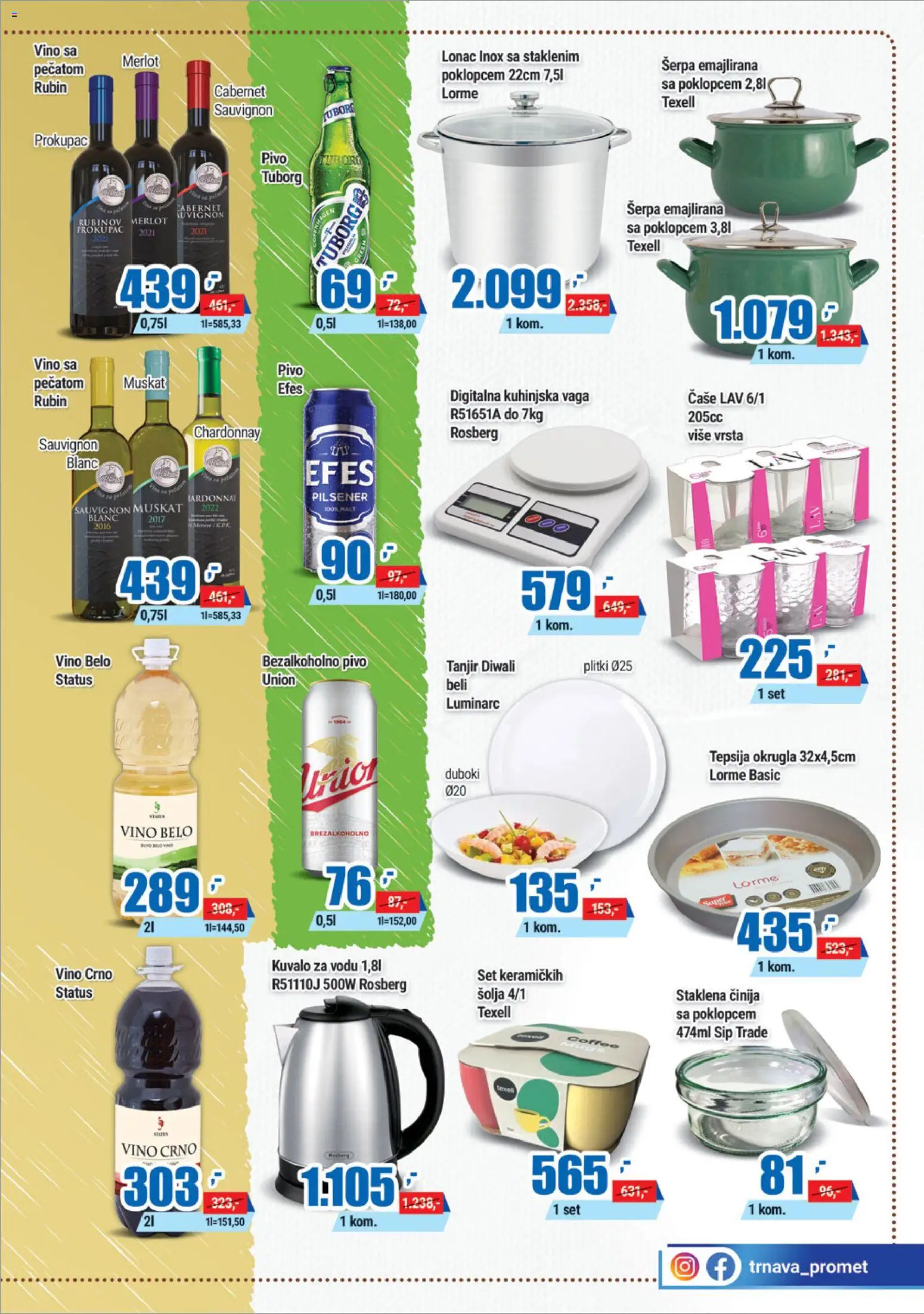 Trnava Promet katalog - važi od 06.11.2025 | Strana: 19 | Proizvode: Tanjir, Tuborg, Cabernet Sauvignon, Kuhinjska vaga