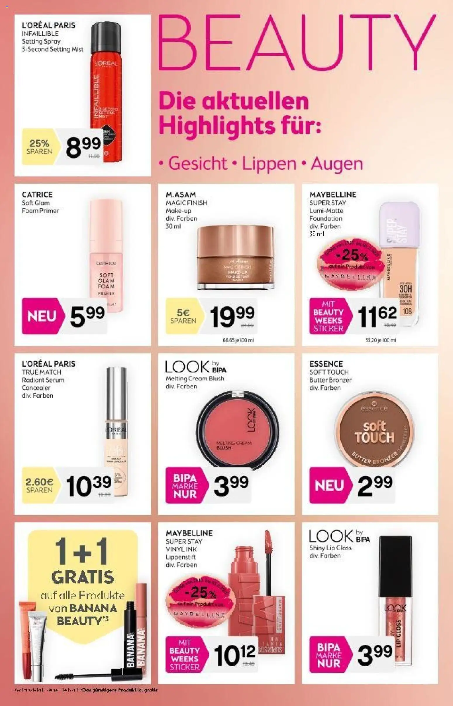 Bipa Flugblatt gültig ab 23.10.2025 | Seite: 2 | Produkte: Concealer, Bronzer, Lippenstift, Butter